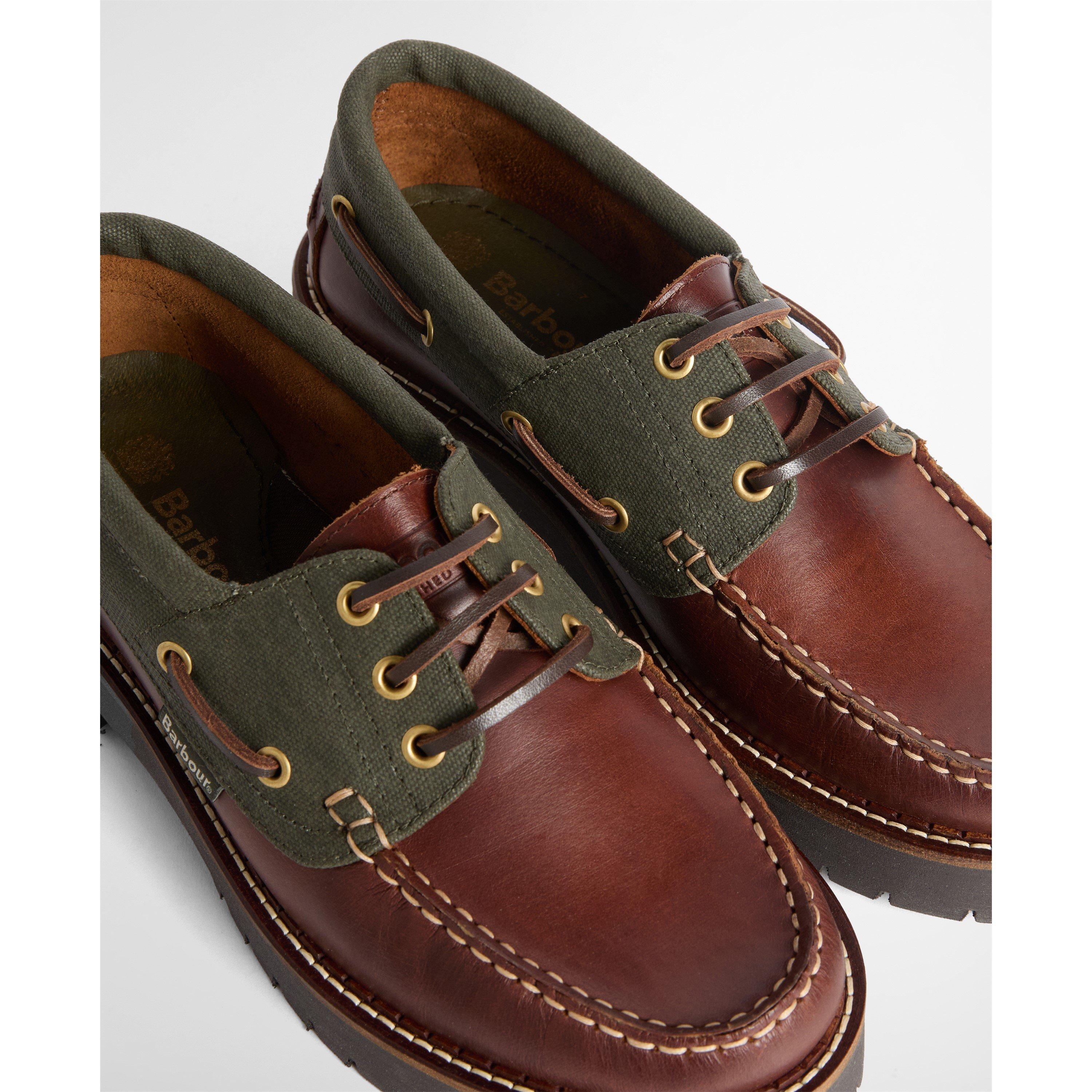 Mahogany/Olive - Barbour - Womens Darras Boat Shoes - 5