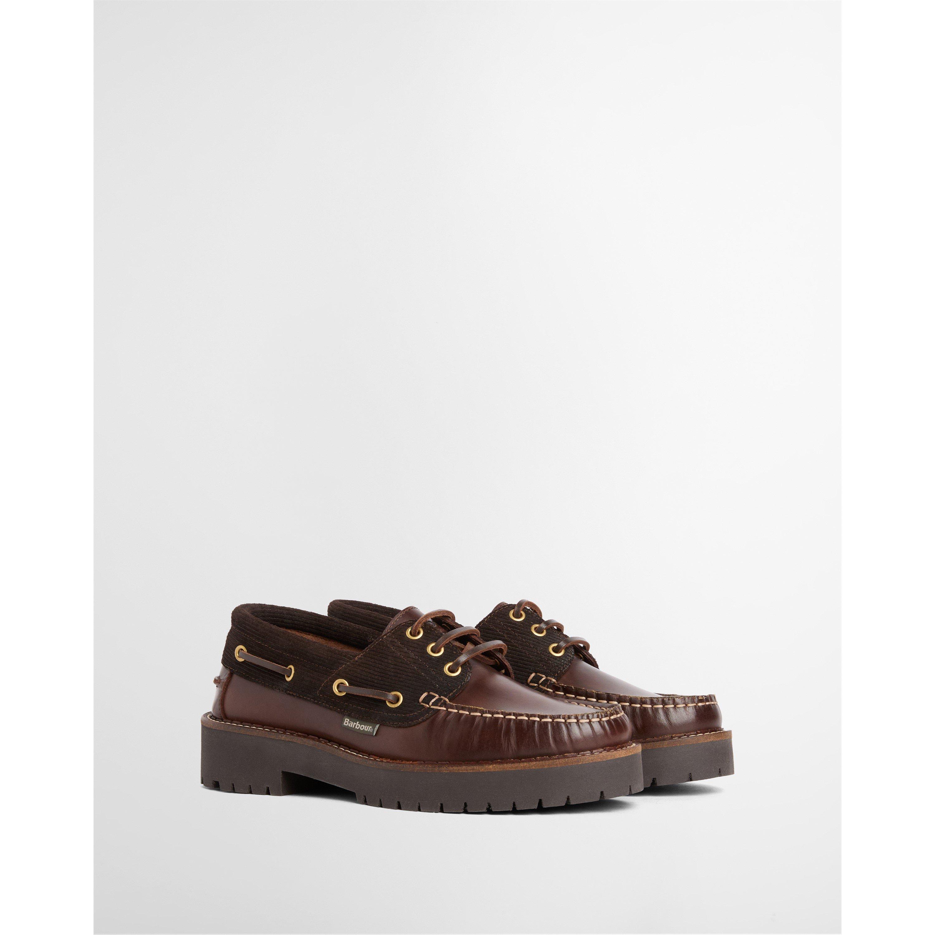 Dk Brn/Brn Cord - Barbour - Womens Darras Boat Shoes - 2