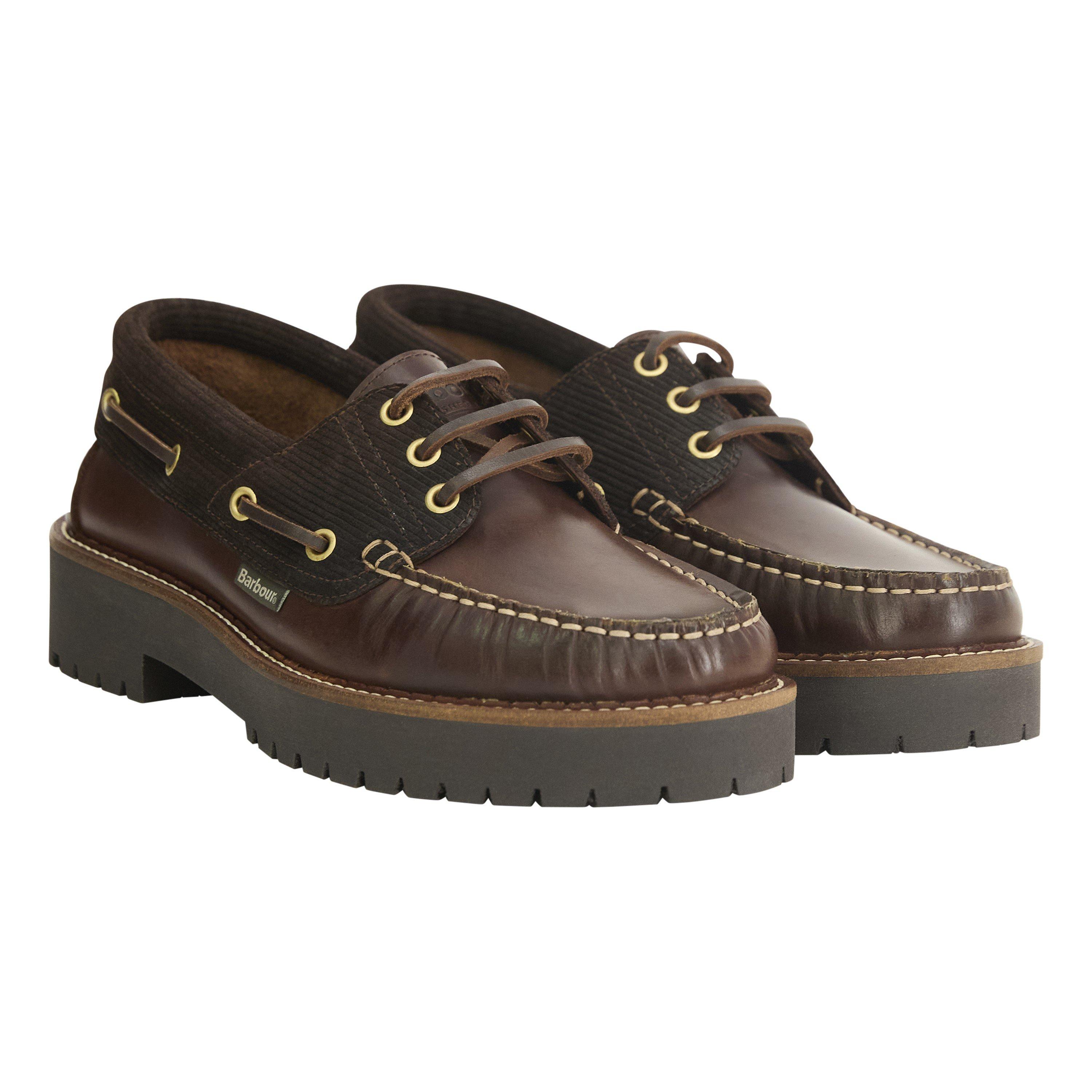 Dk Brn/Brn Cord - Barbour - Womens Darras Boat Shoes - 4