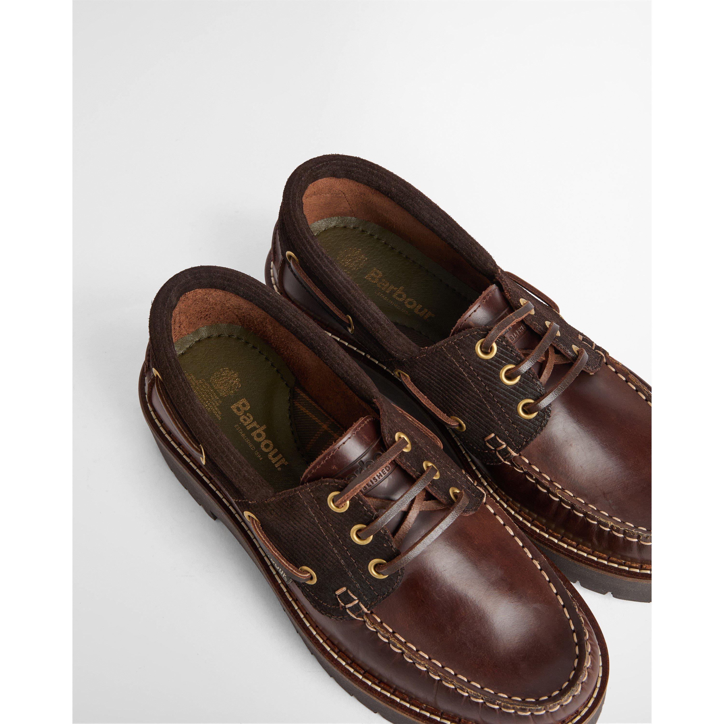 Dk Brn/Brn Cord - Barbour - Womens Darras Boat Shoes - 5