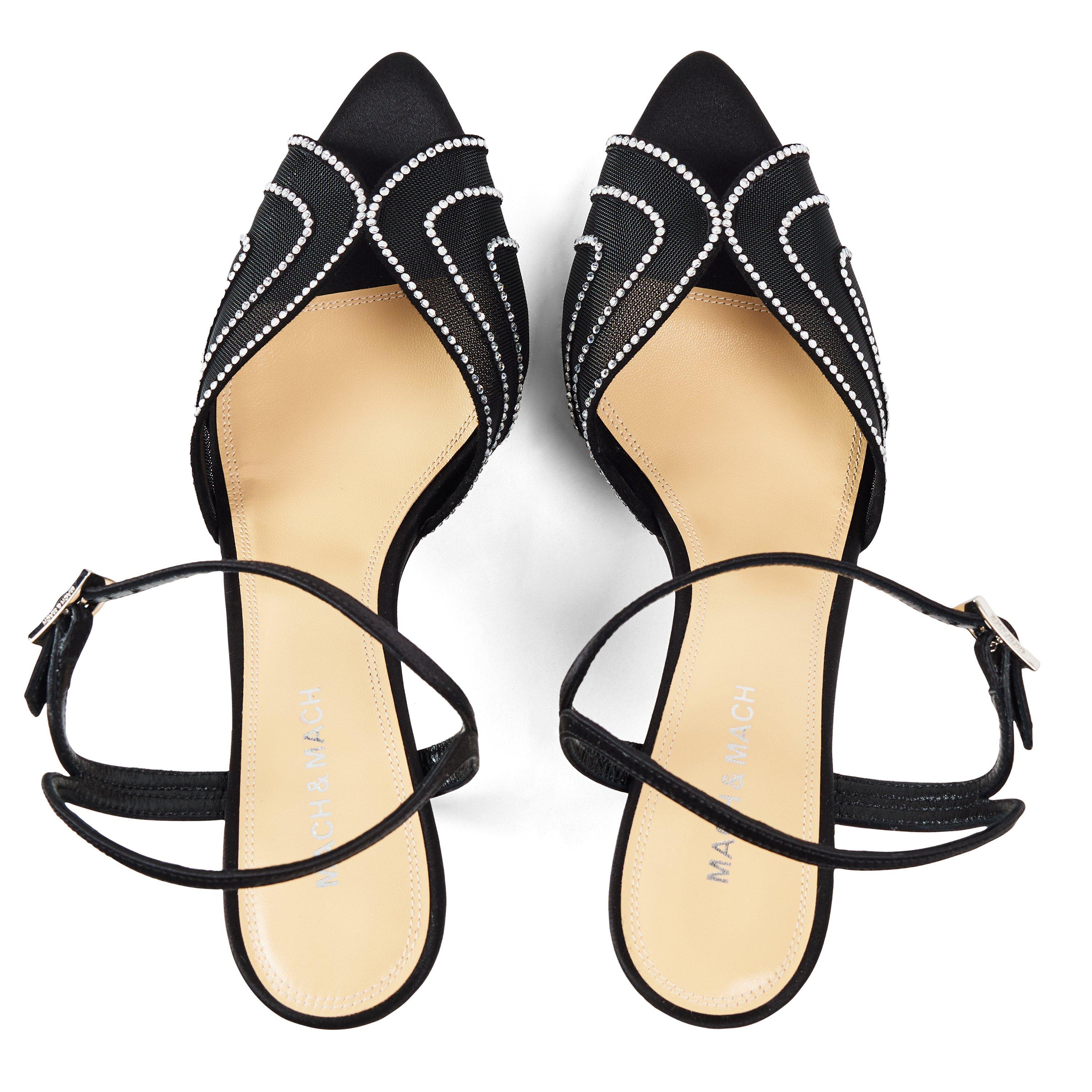 Black Crystal - Mach and Mach - Women's Rainbow 95 Leather Heeled Sandals - 4