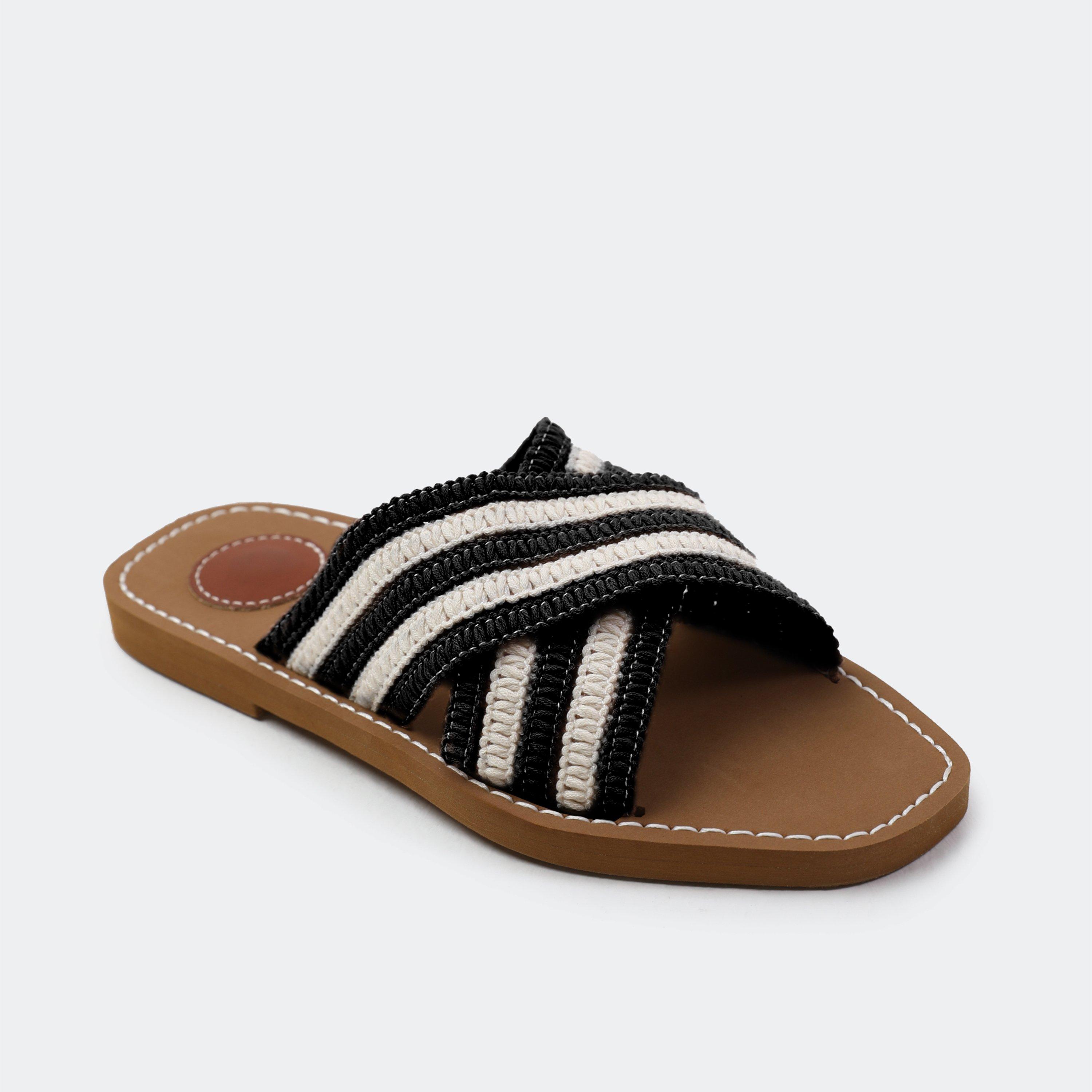 Black - Wheres That From - Women's Woven Flat Sandals - 1