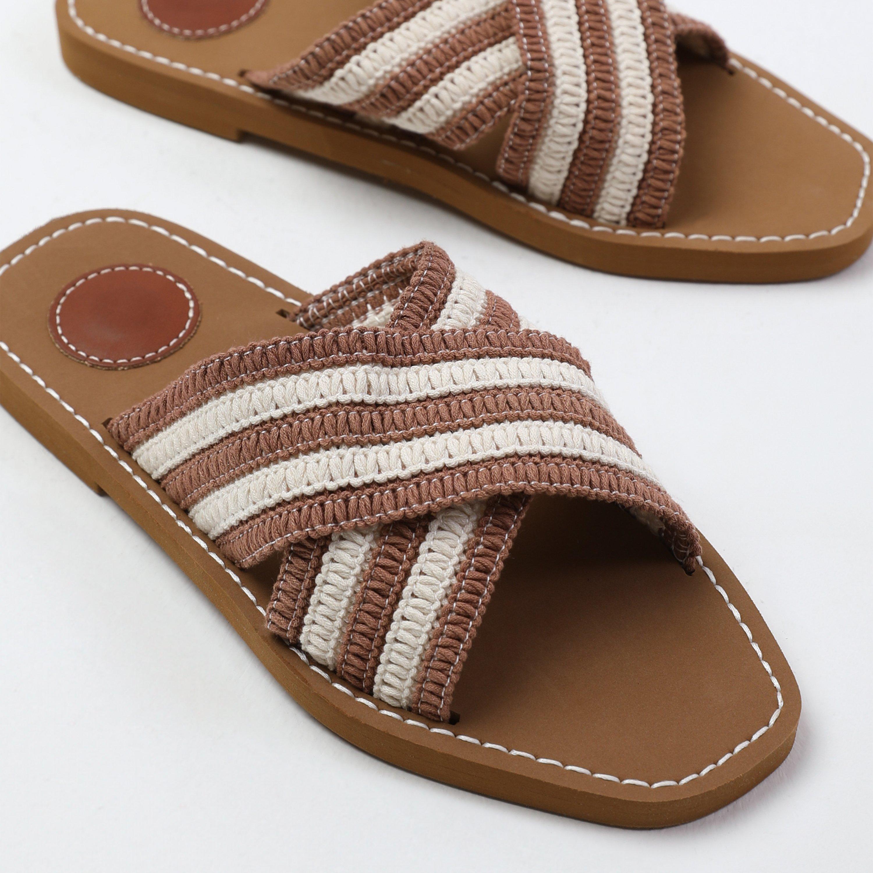Mocha - Wheres That From - Women's Woven Flat Sandals - 2