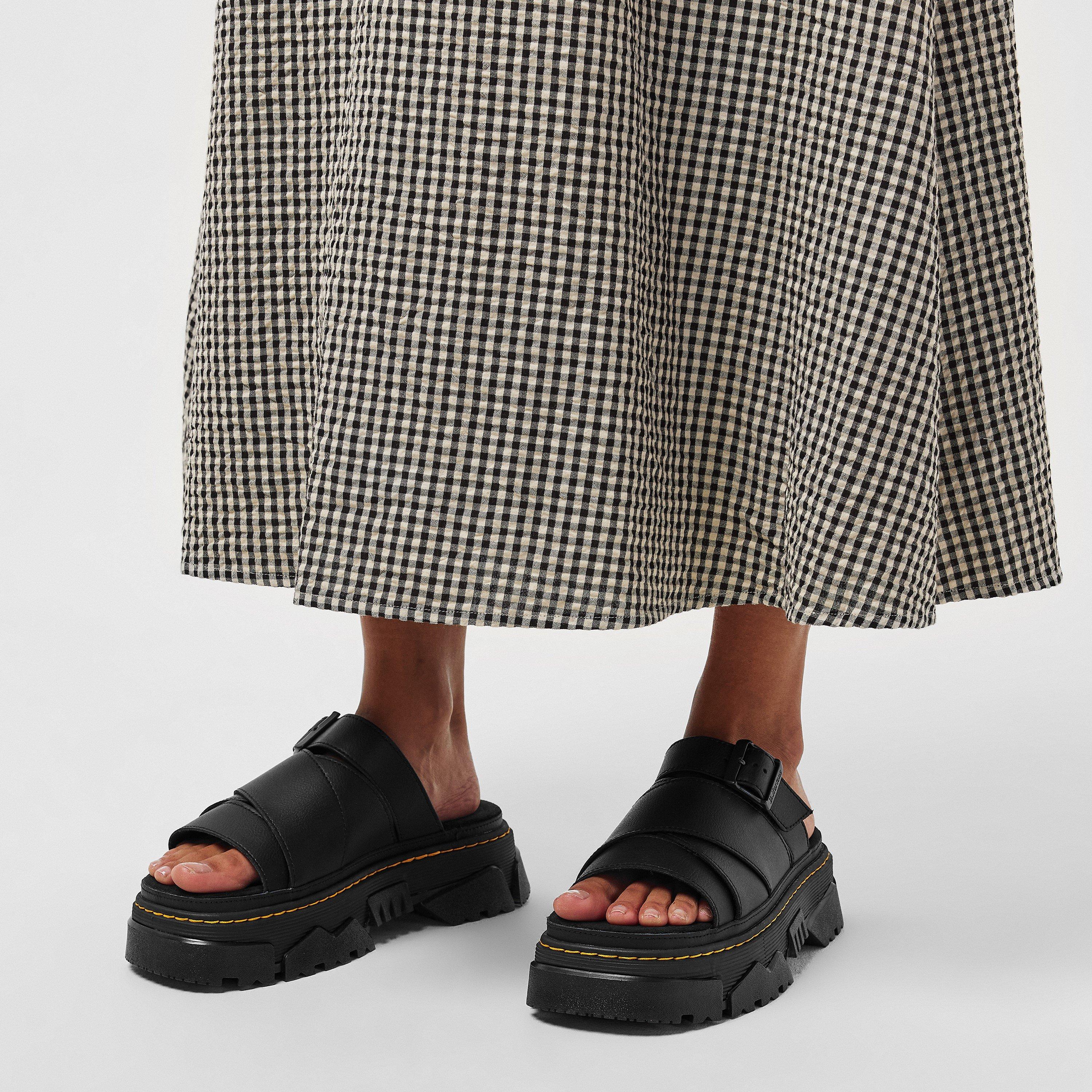 Black - Dr Martens - Women's Mattison Slide Leather Flat Sandals - 3