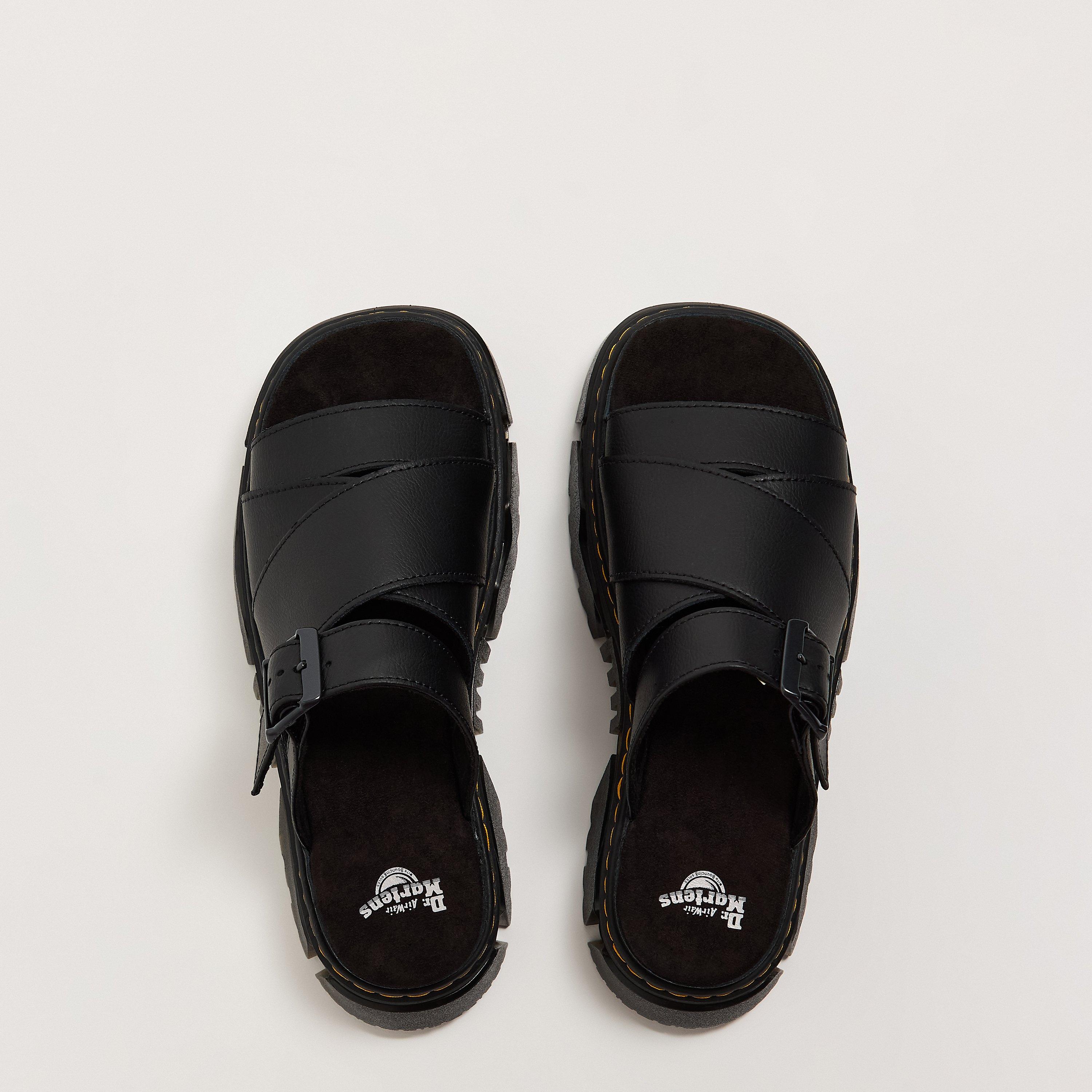 Black - Dr Martens - Women's Mattison Slide Leather Flat Sandals - 5