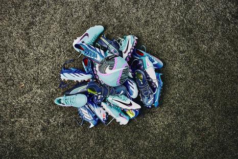 A pile of football boots