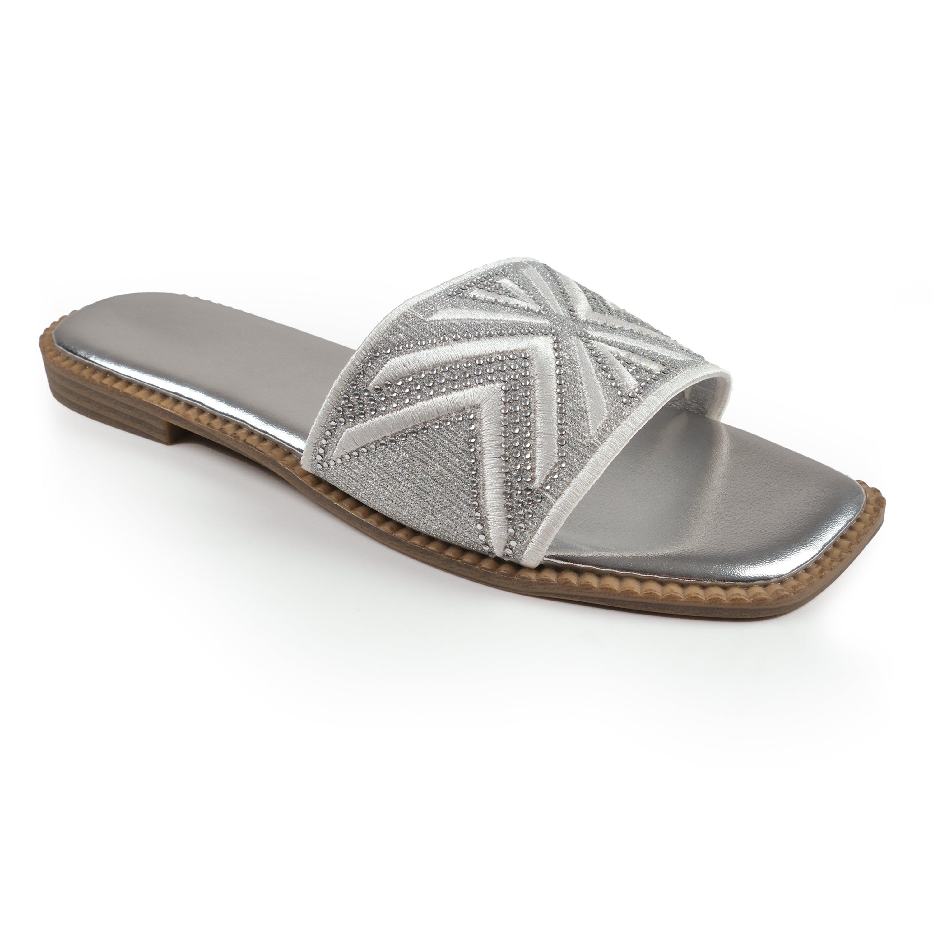 Silver - Wheres That From - Women's Blossom Flat Sandals - 1