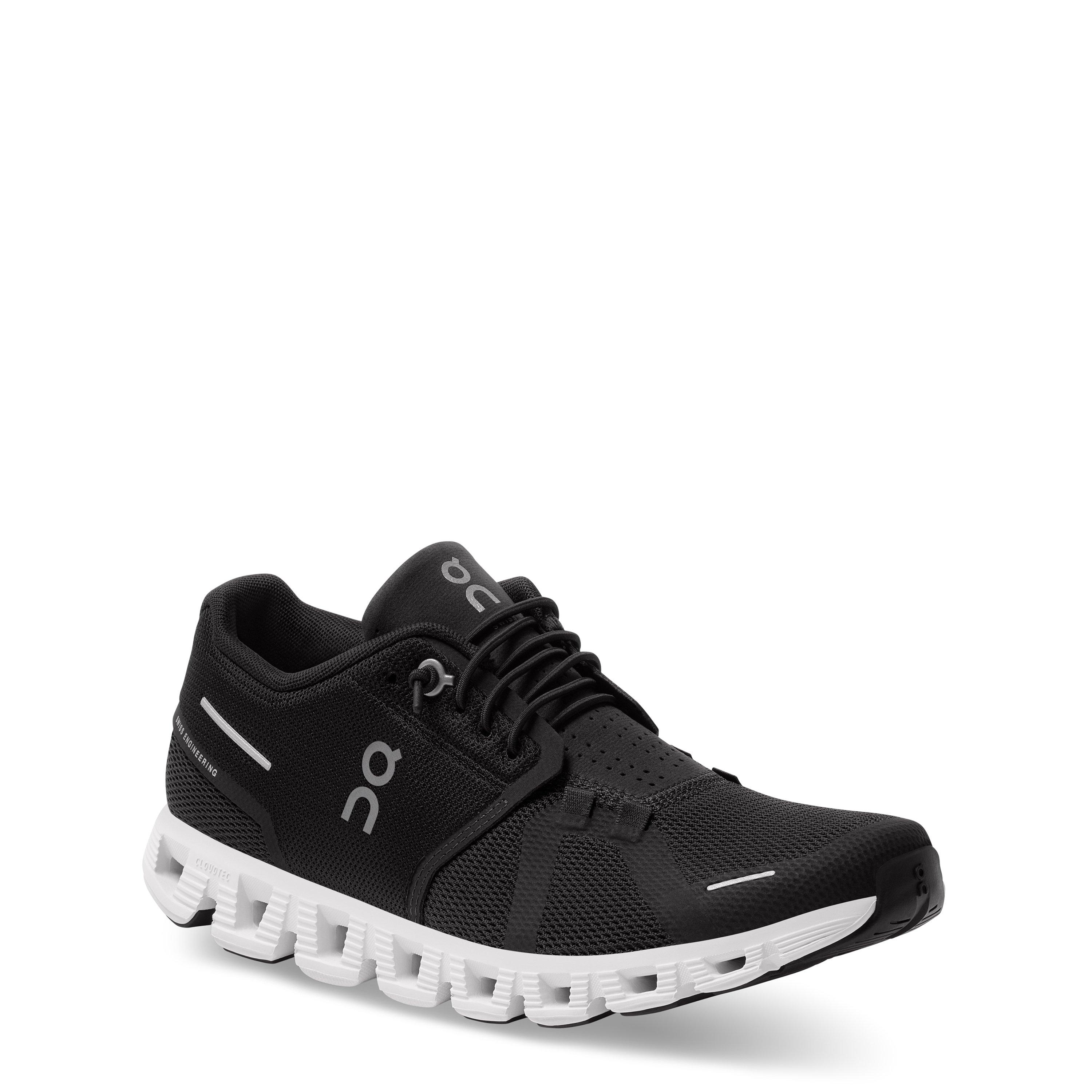 Black White - On - Womens Cloud 5 Running Shoes - 4