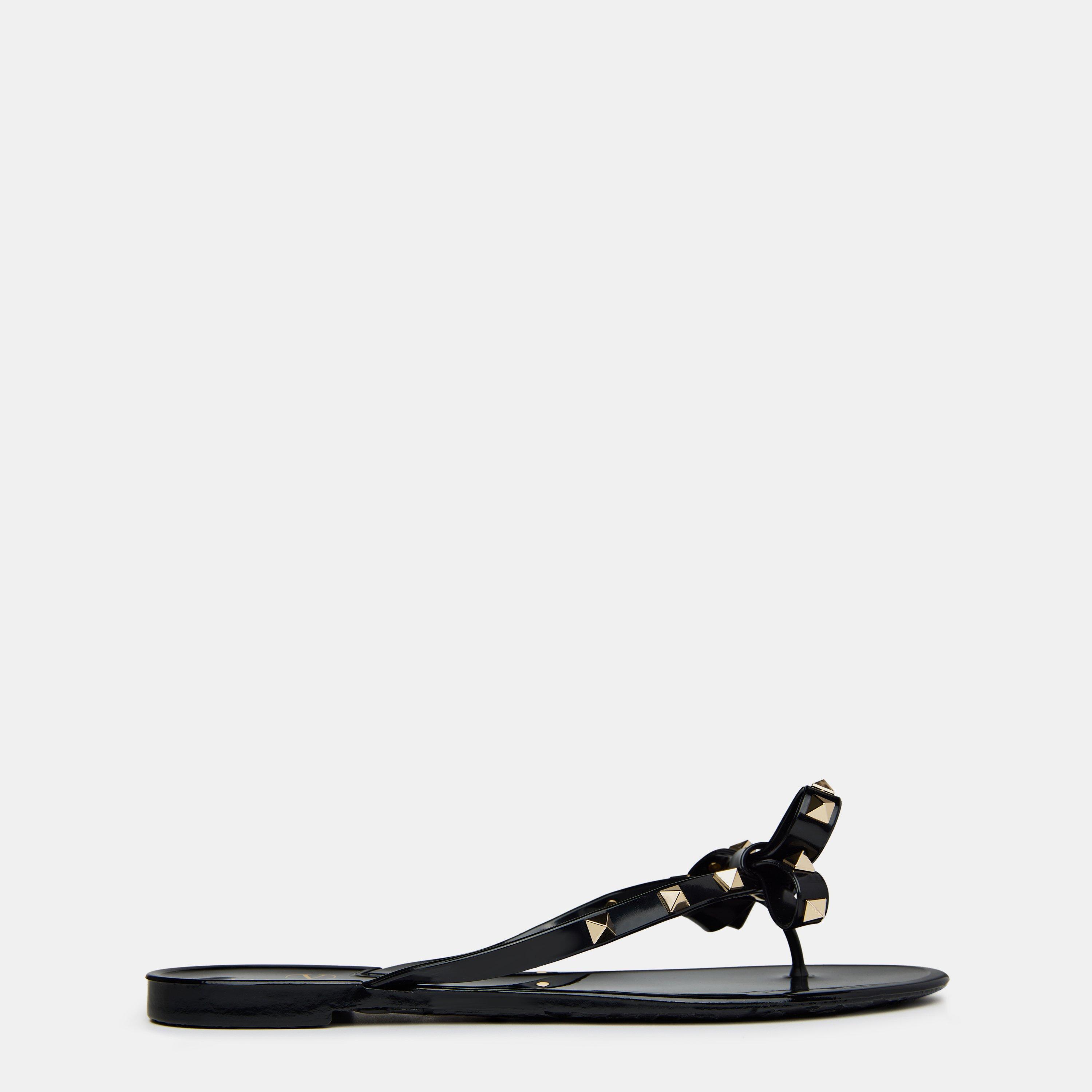 Black 0NO - Valentino Garavani - Rockstud Thong Sandals - 1