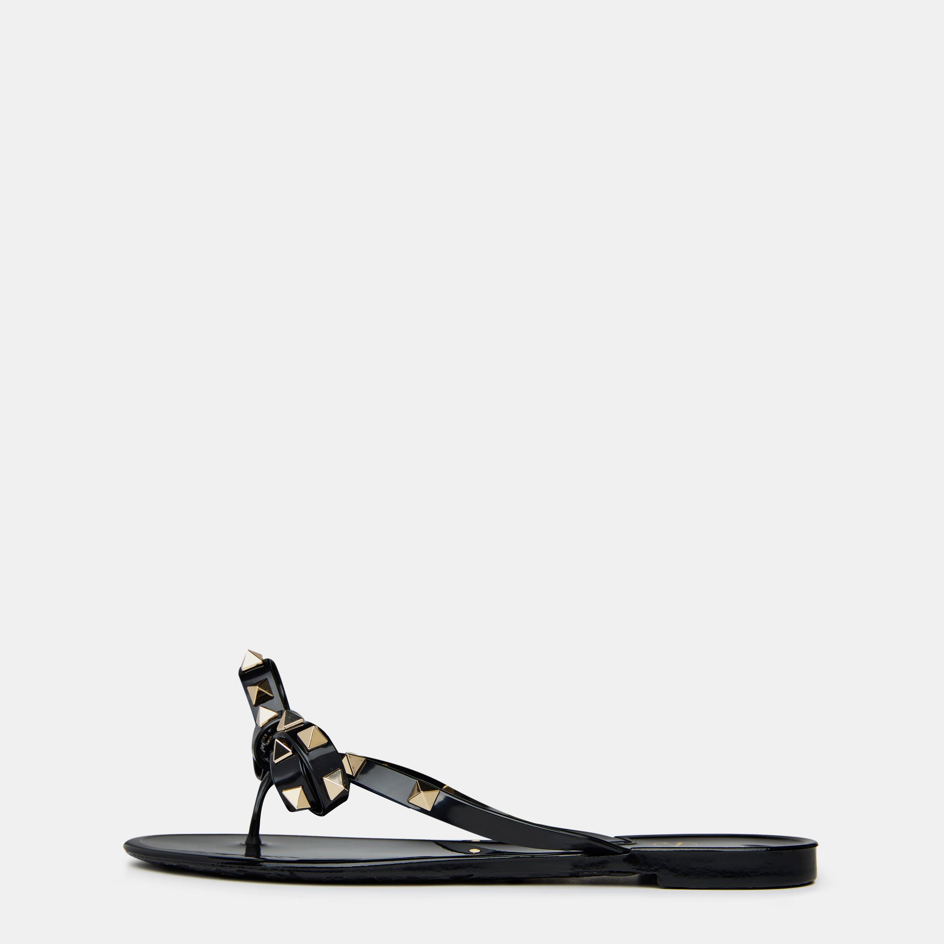 Black 0NO - Valentino Garavani - Rockstud Thong Sandals - 2