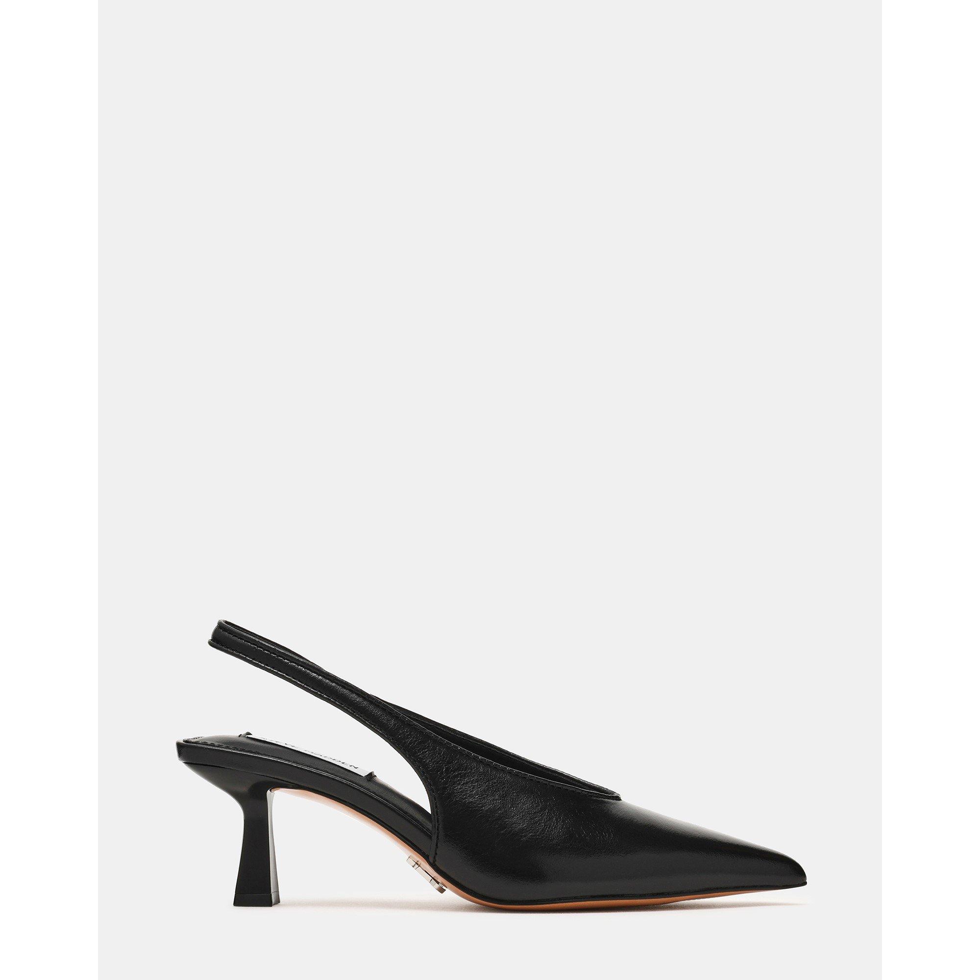Steve Madden Women's Alari Leather Kitten Heel Slingbacks - Black Leather - 5 (38)