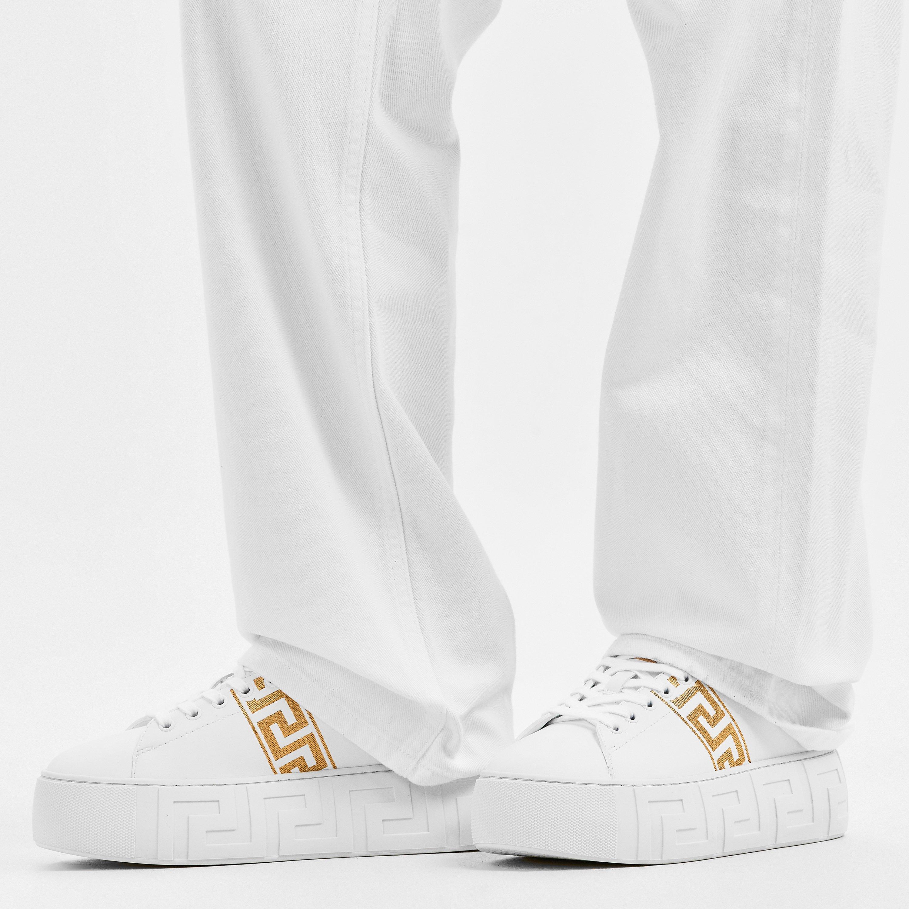 White Gold - Versace - Women's Logo Sneakers Platform Trainers - 3