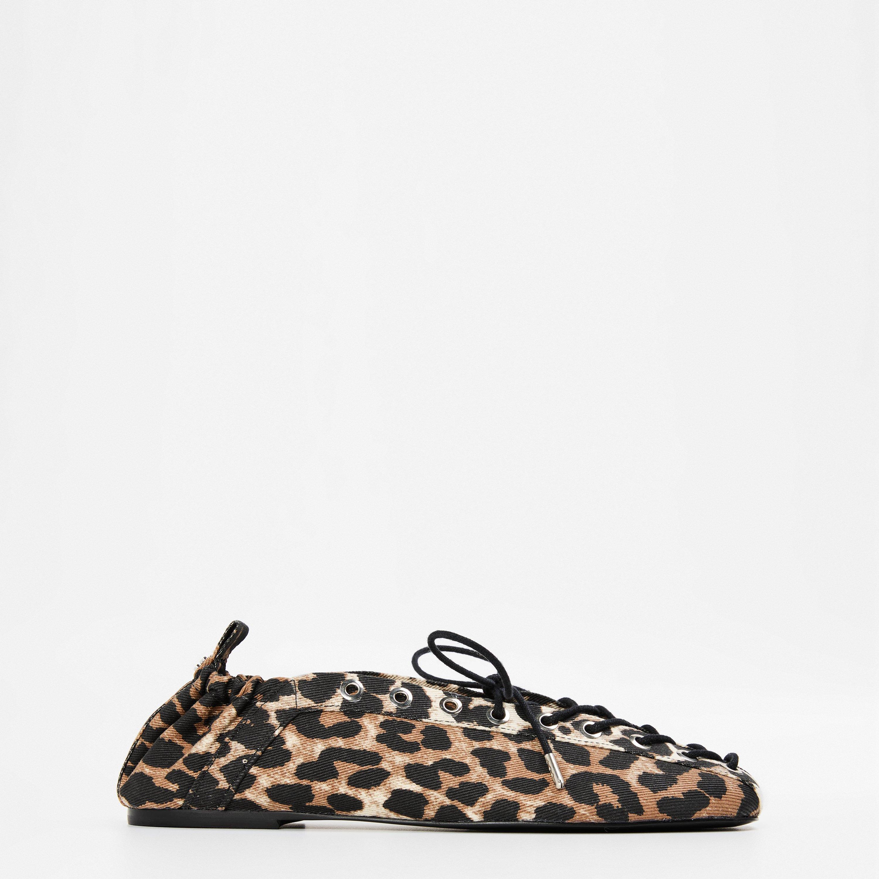 Leopard - Ganni - Women's Lace-Up Ballet Pumps - 1