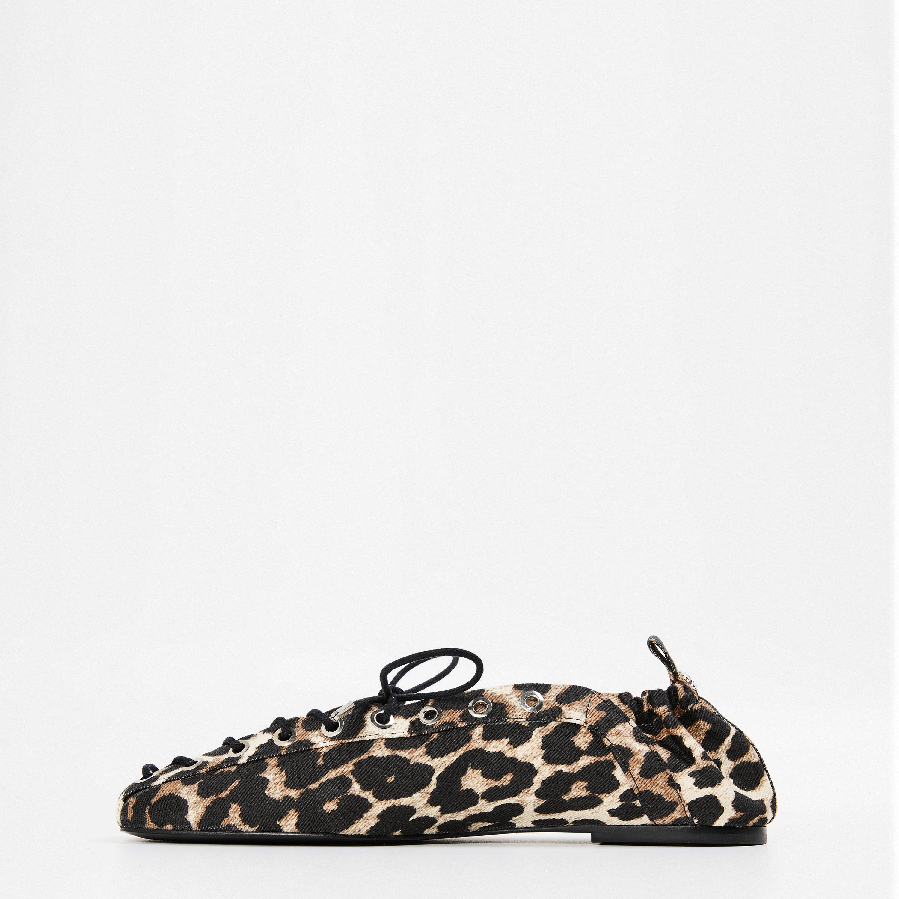 Leopard - Ganni - Women's Lace-Up Ballet Pumps - 2