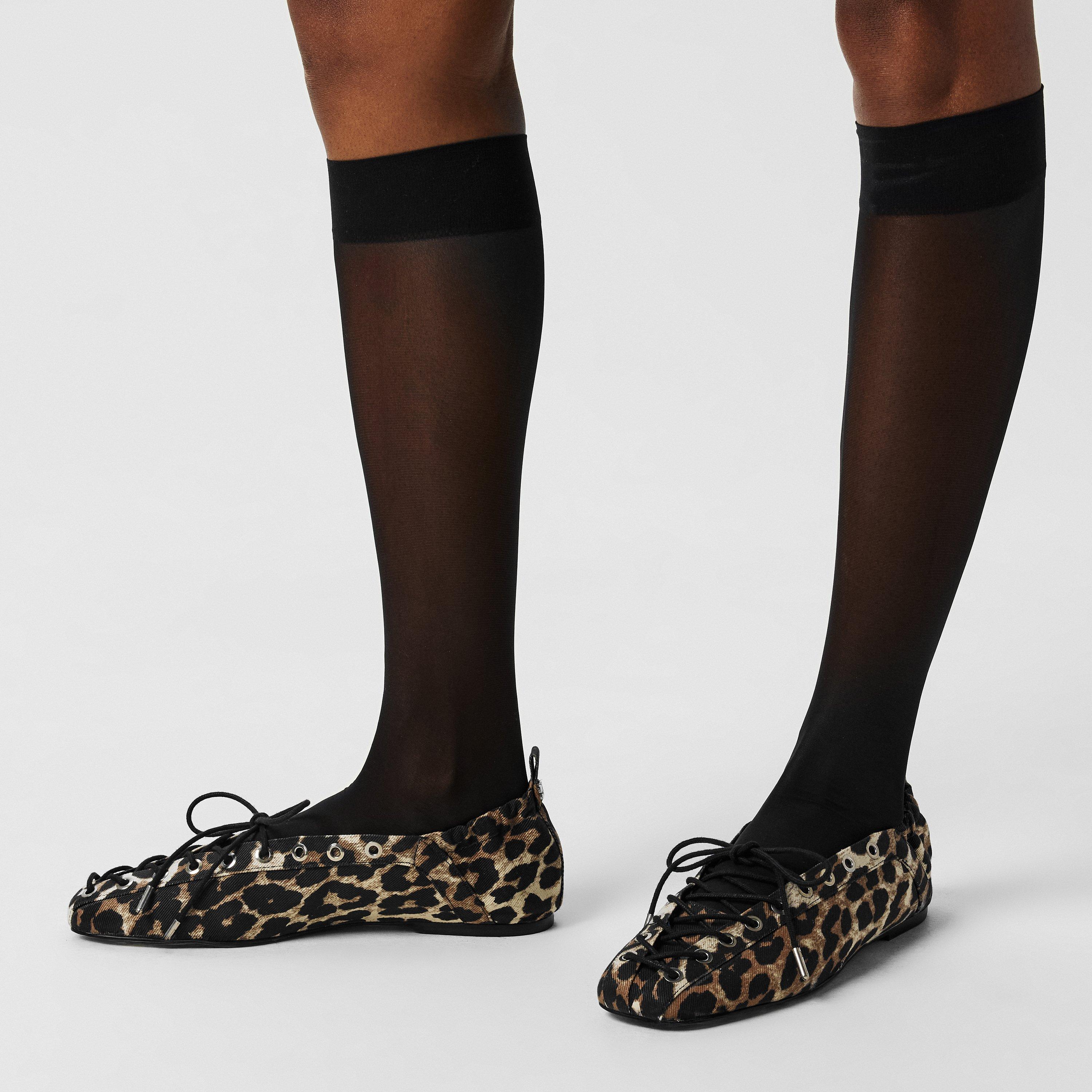 Leopard - Ganni - Women's Lace-Up Ballet Pumps - 3