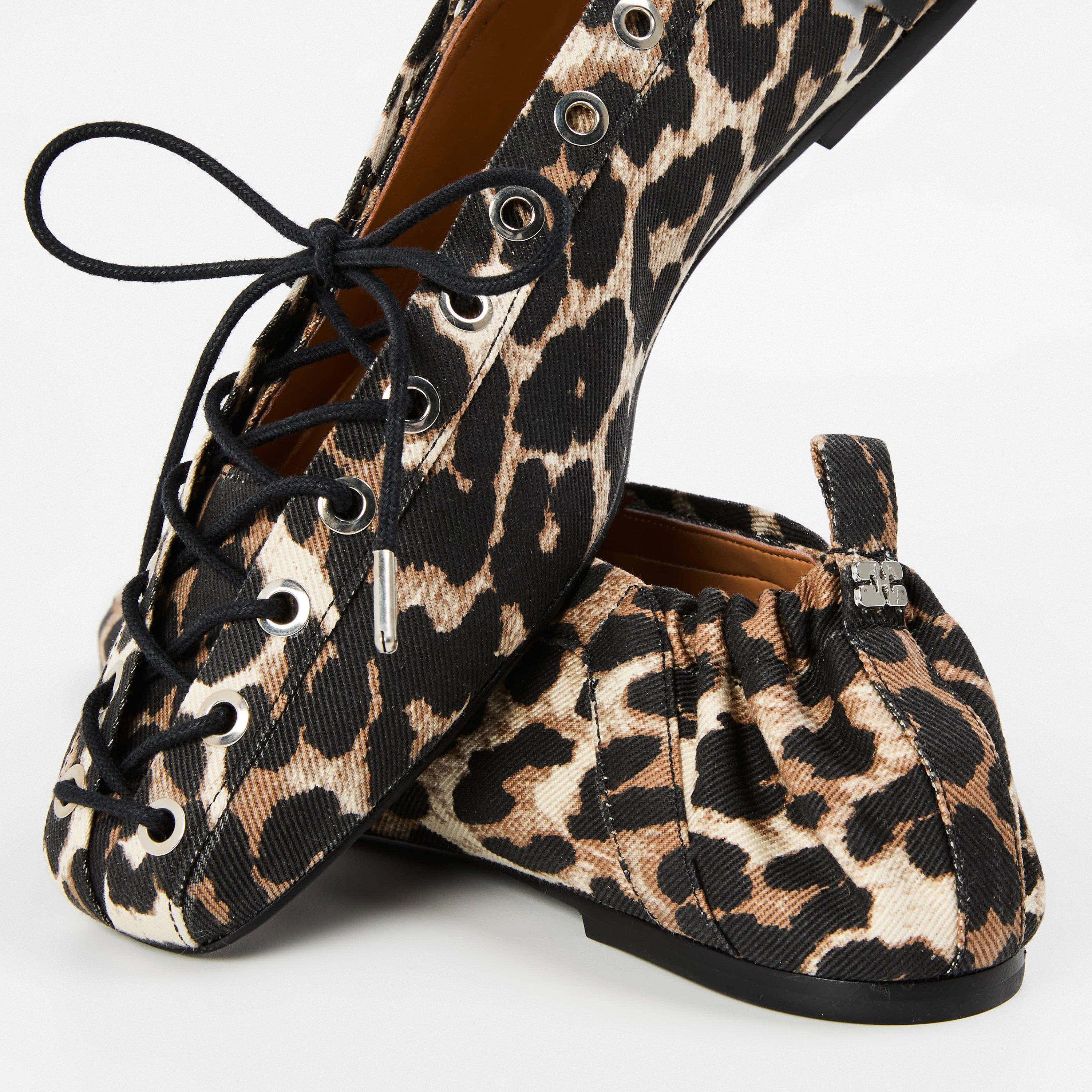 Leopard - Ganni - Women's Lace-Up Ballet Pumps - 4