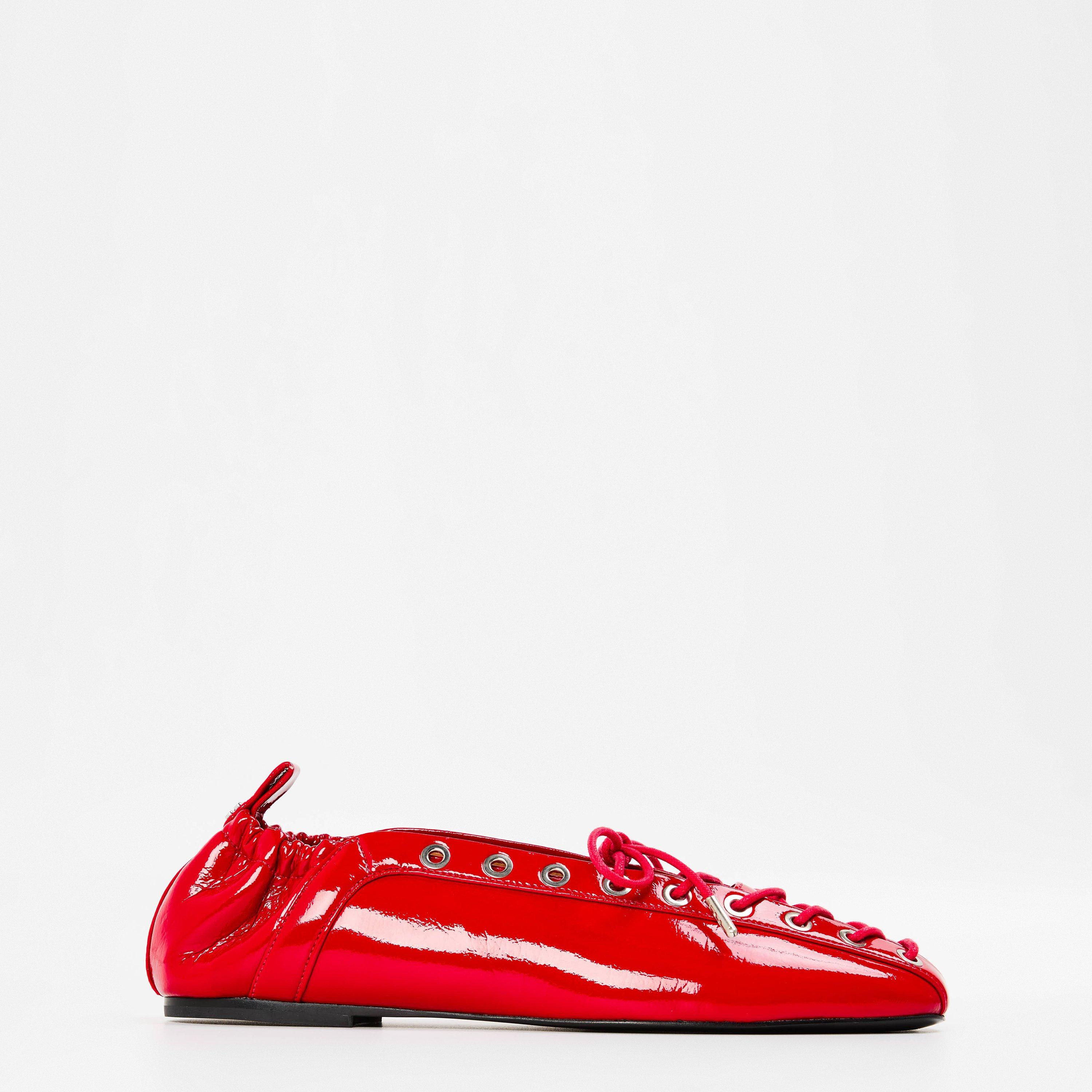 Ganni Women's Lace-Up Ballet Pumps - Racing Red - Size 4 (37)