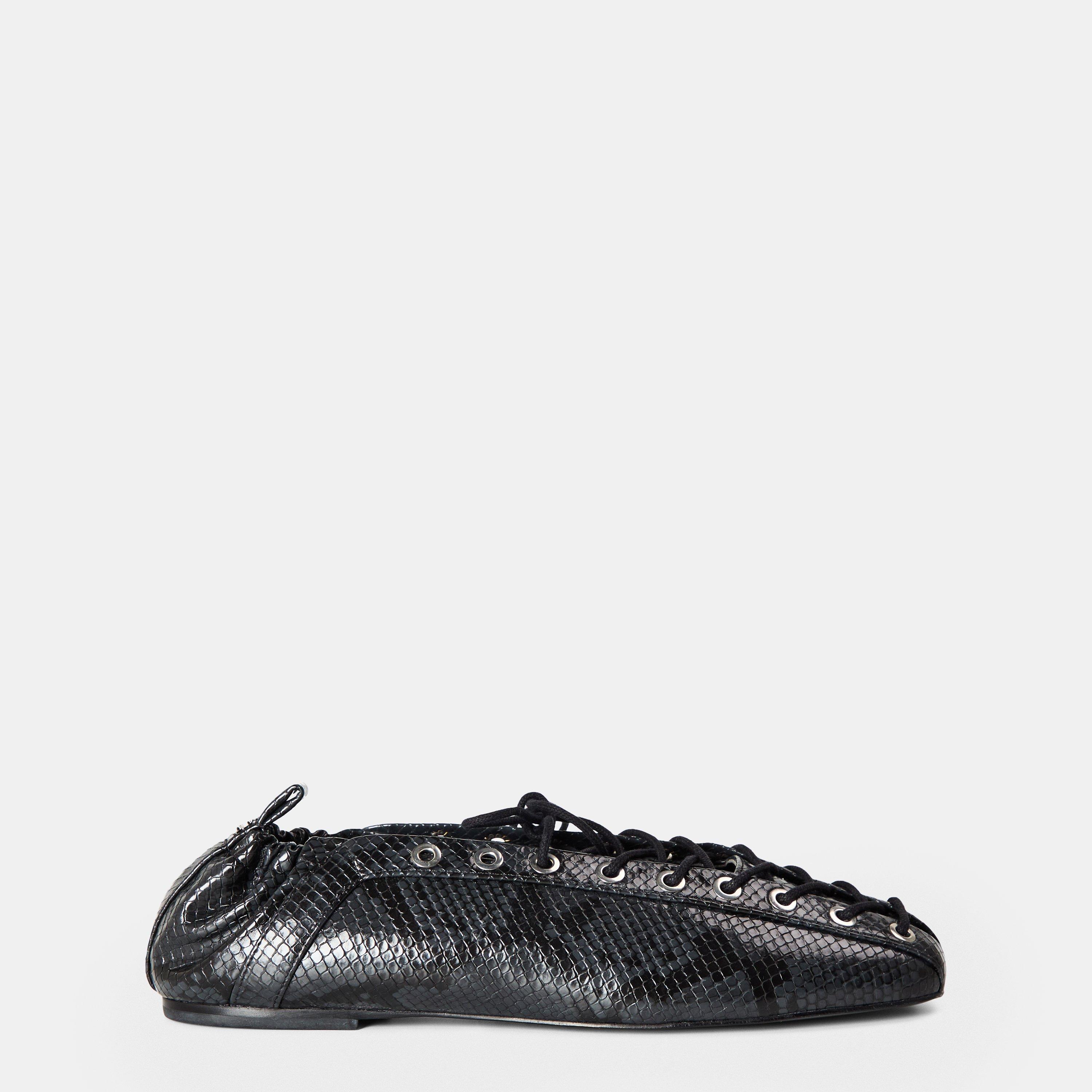 Ganni Women's Lace-Up Ballet Pumps - Black Oyster - Size 4 (37)