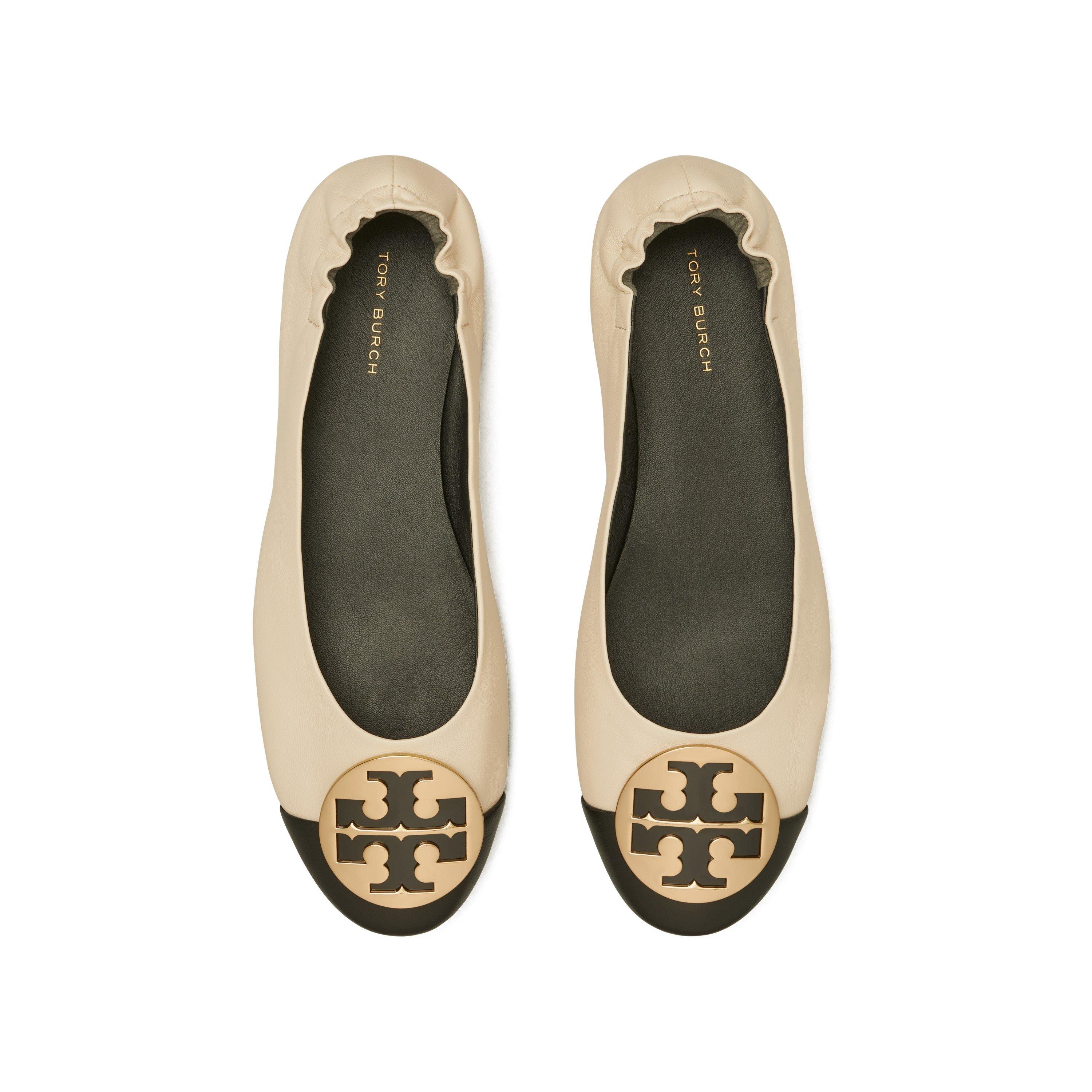 Cream / Black - Tory Burch - Women's Claire Ballet Pumps - 6