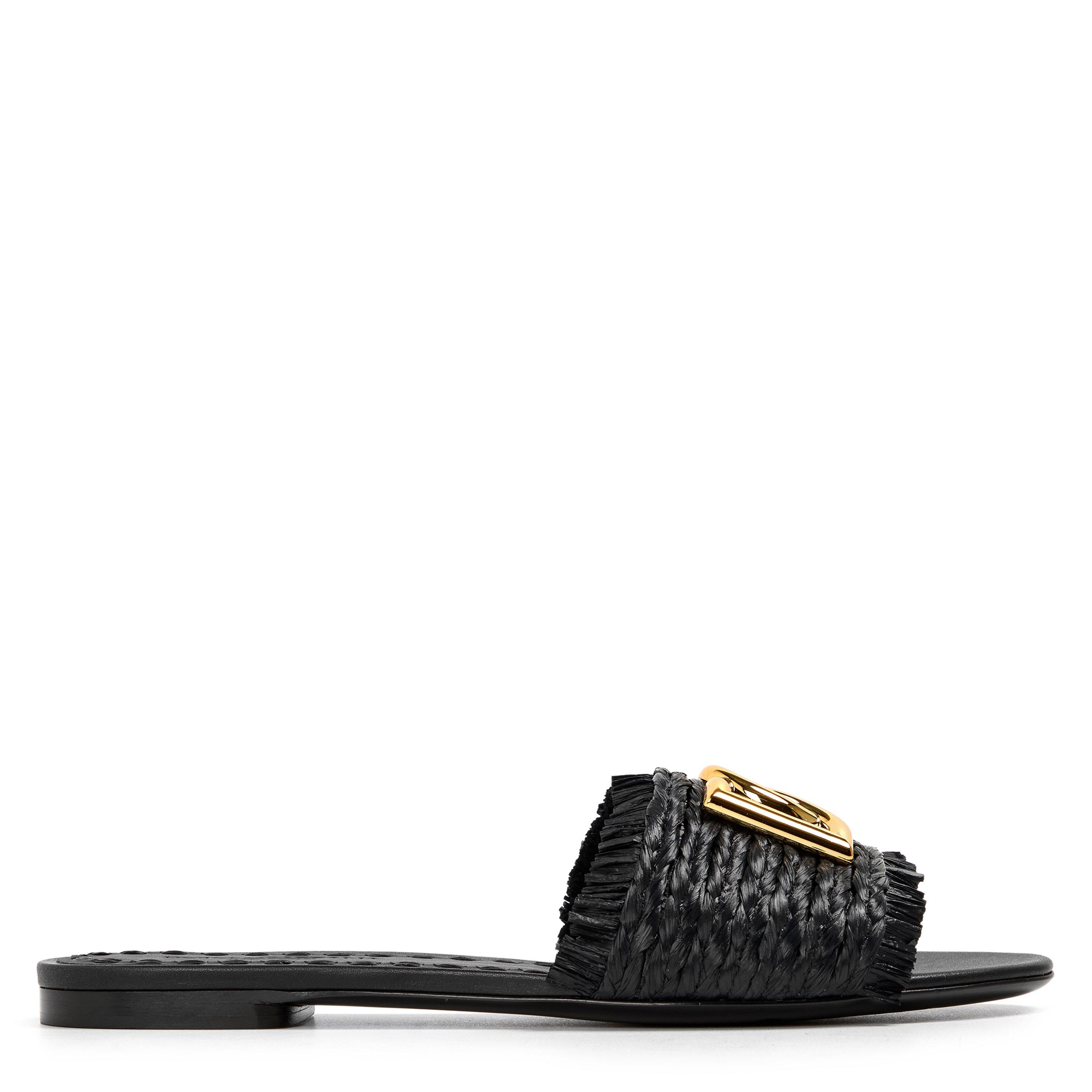 Dolce and Gabbana DG Raffia Slide Ld61 - Nero - Size 5 (38)