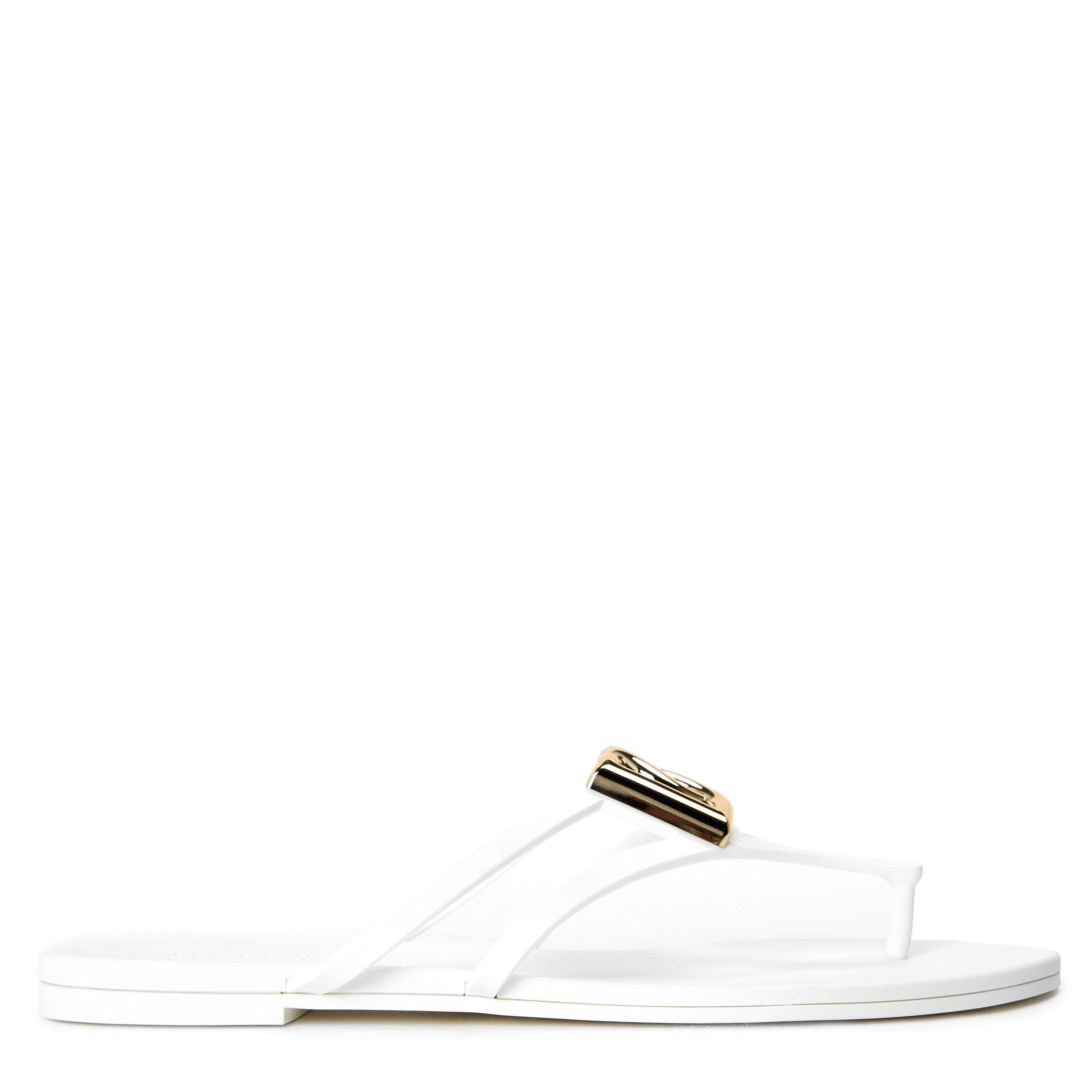 Dolce and Gabbana Womens Logo Thong Sandals - Bianco - Size 3 (36)