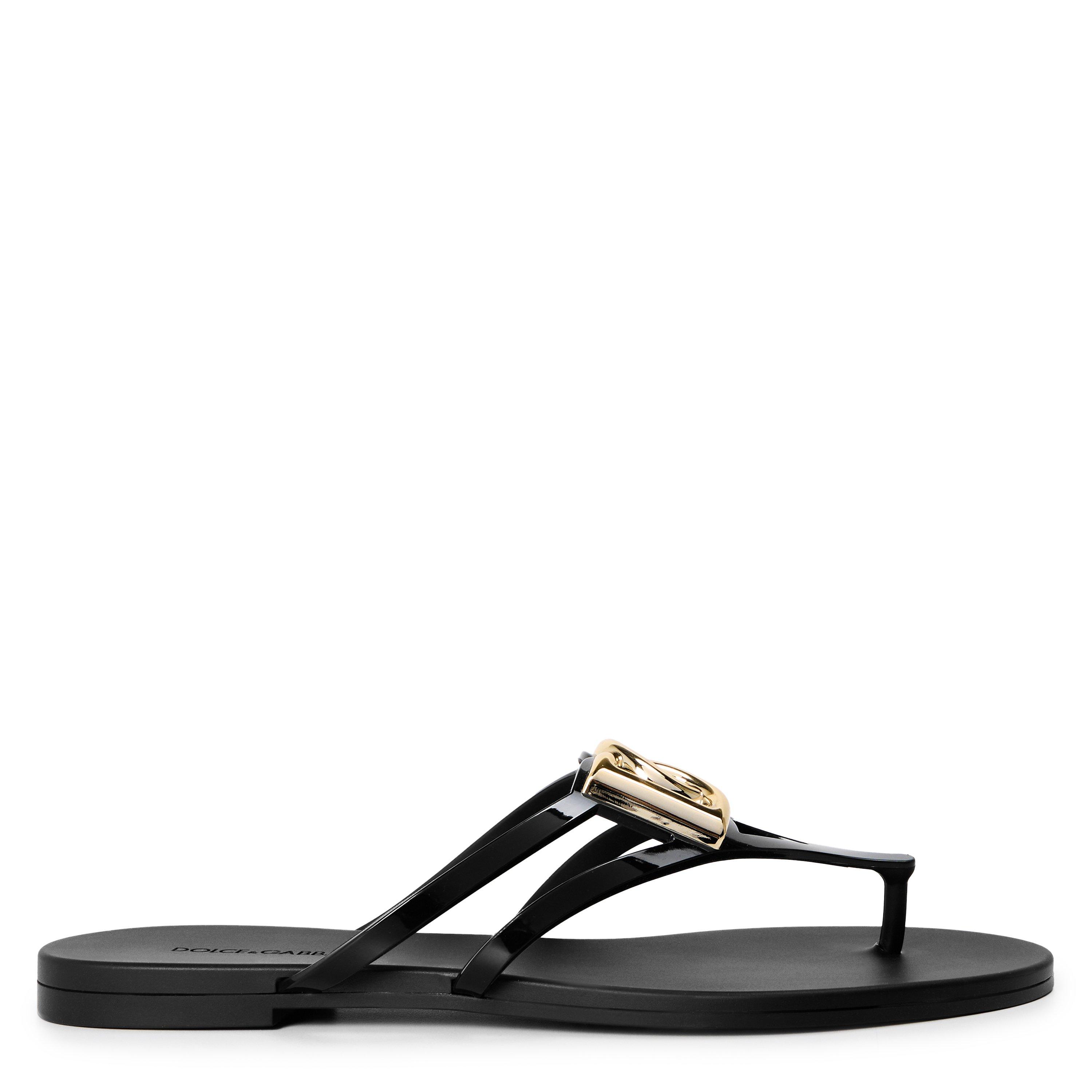Nero - Dolce and Gabbana - Womens Logo Thong Sandals - 1