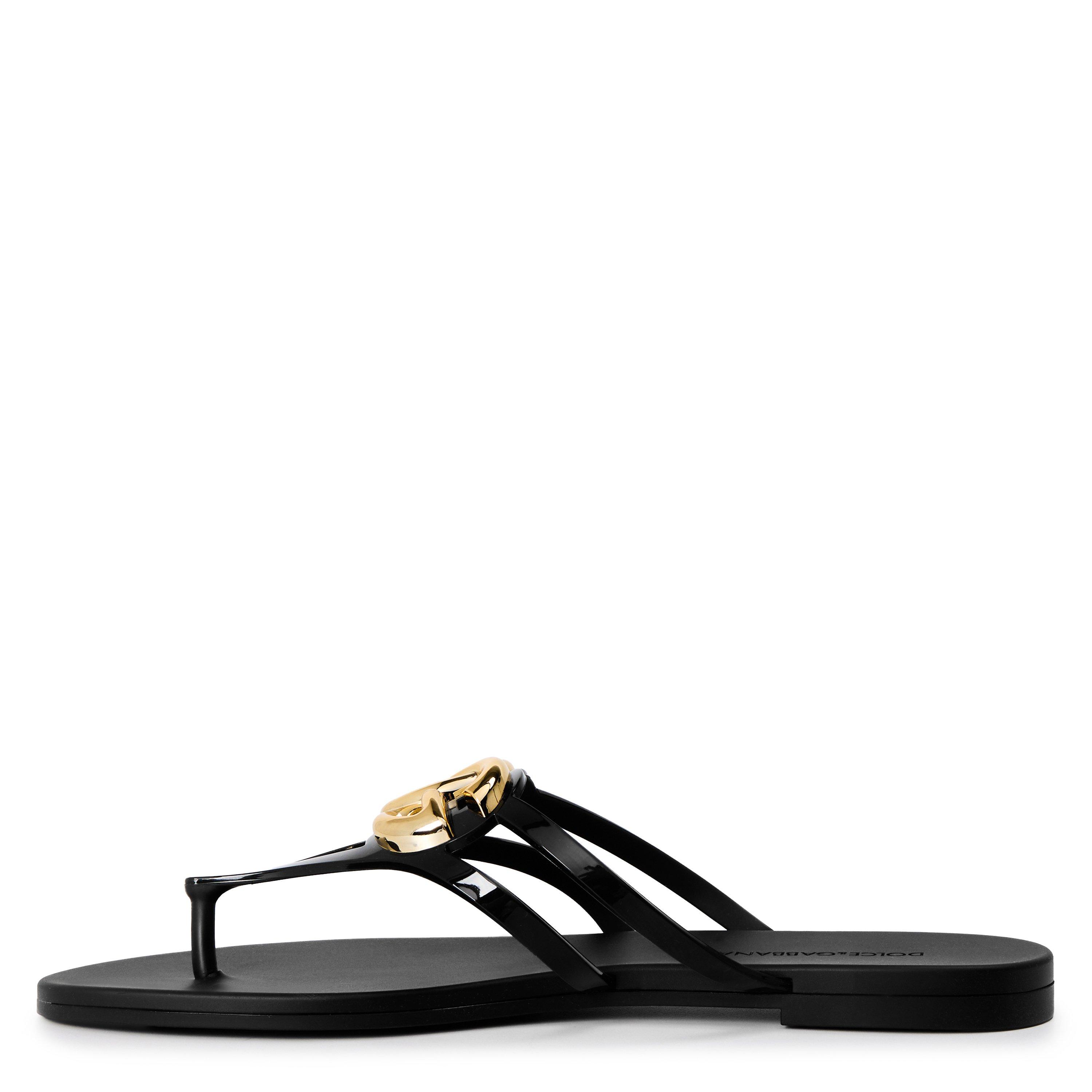 Nero - Dolce and Gabbana - Womens Logo Thong Sandals - 2