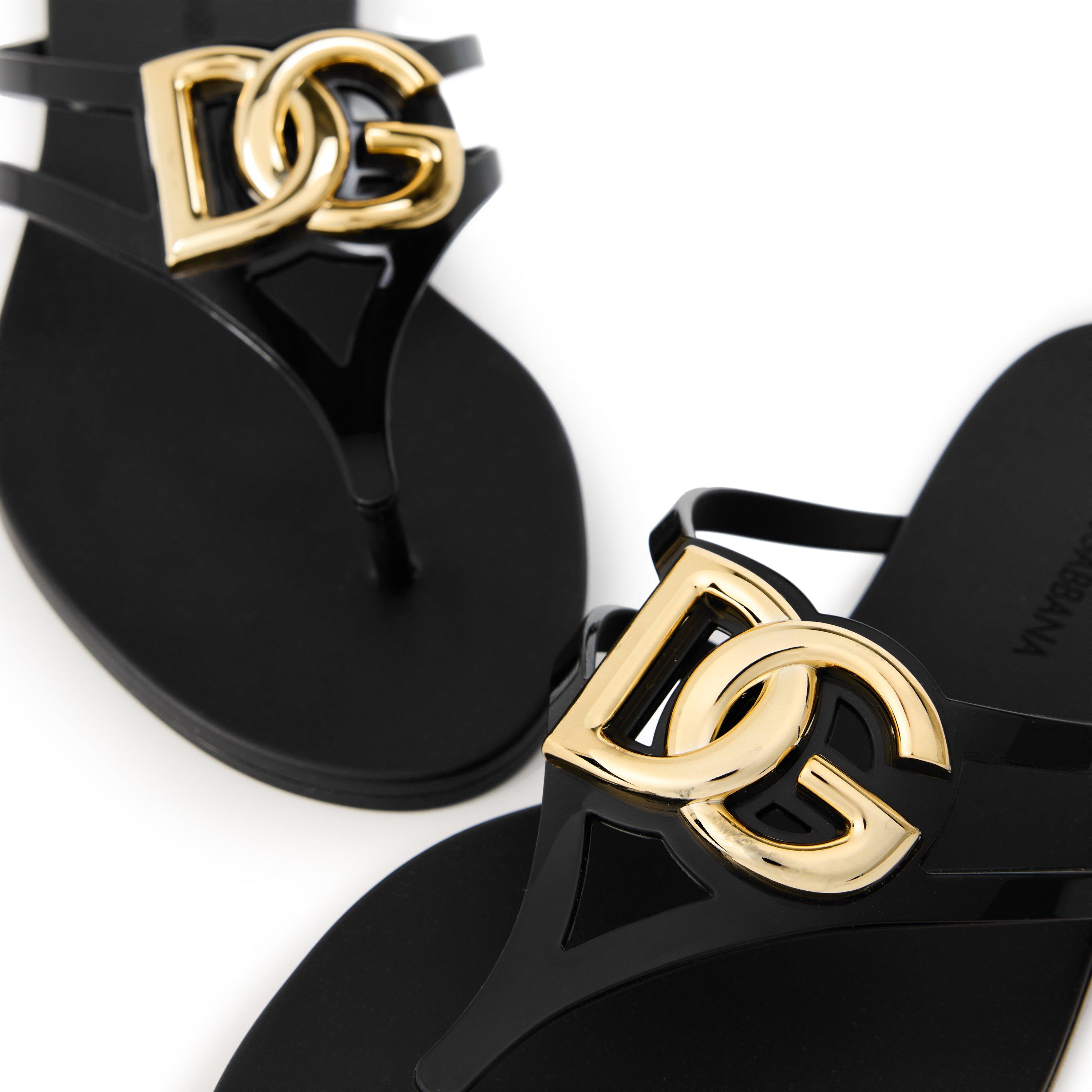 Nero - Dolce and Gabbana - Womens Logo Thong Sandals - 4
