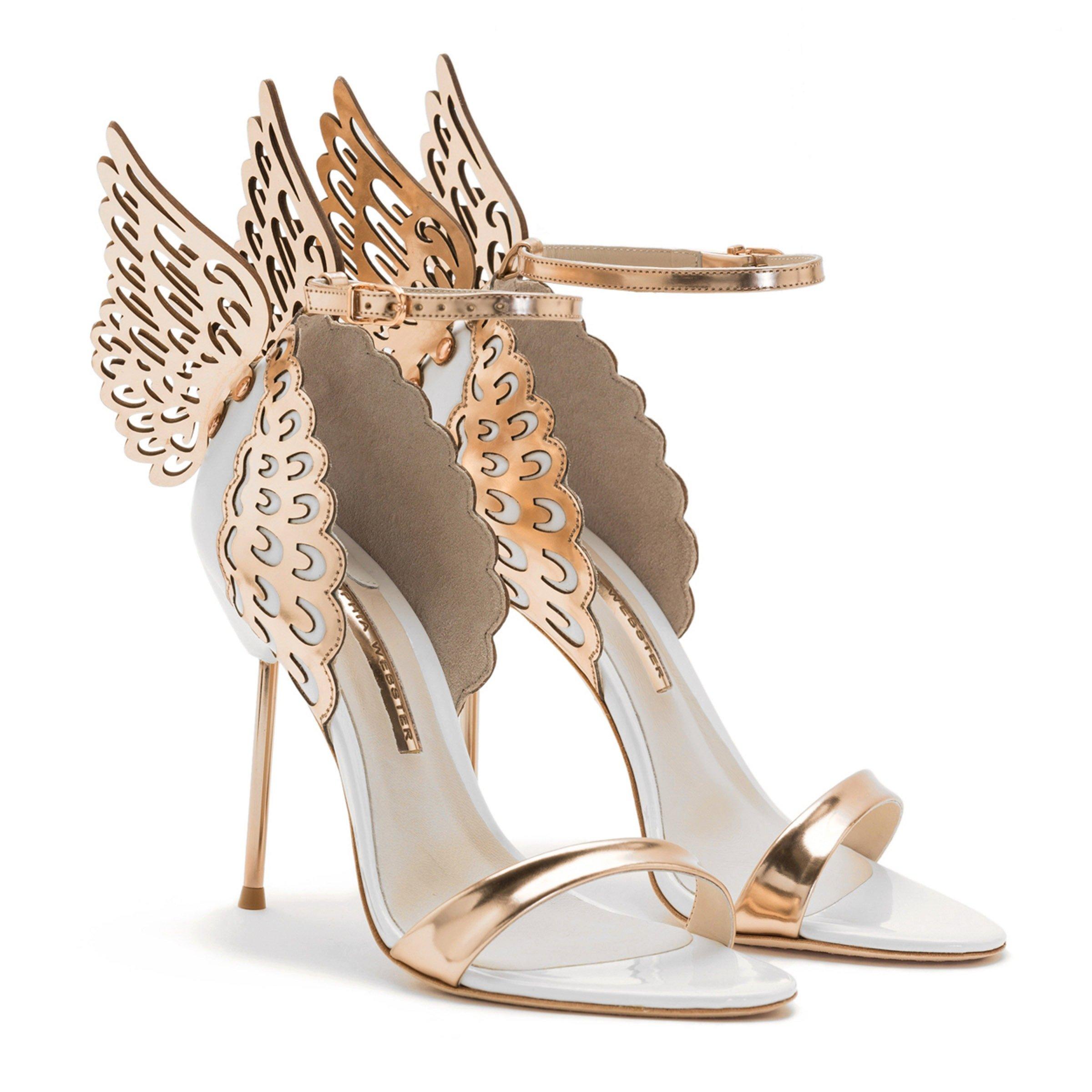 White/Gold - Sophia Webster - Evangeline Wing Heels - 8