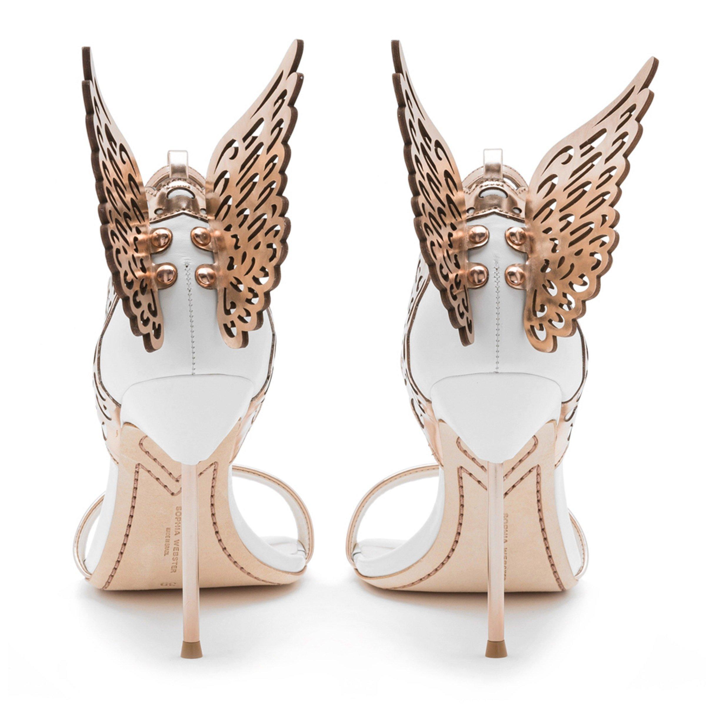 White/Gold - Sophia Webster - Evangeline Wing Heels - 10