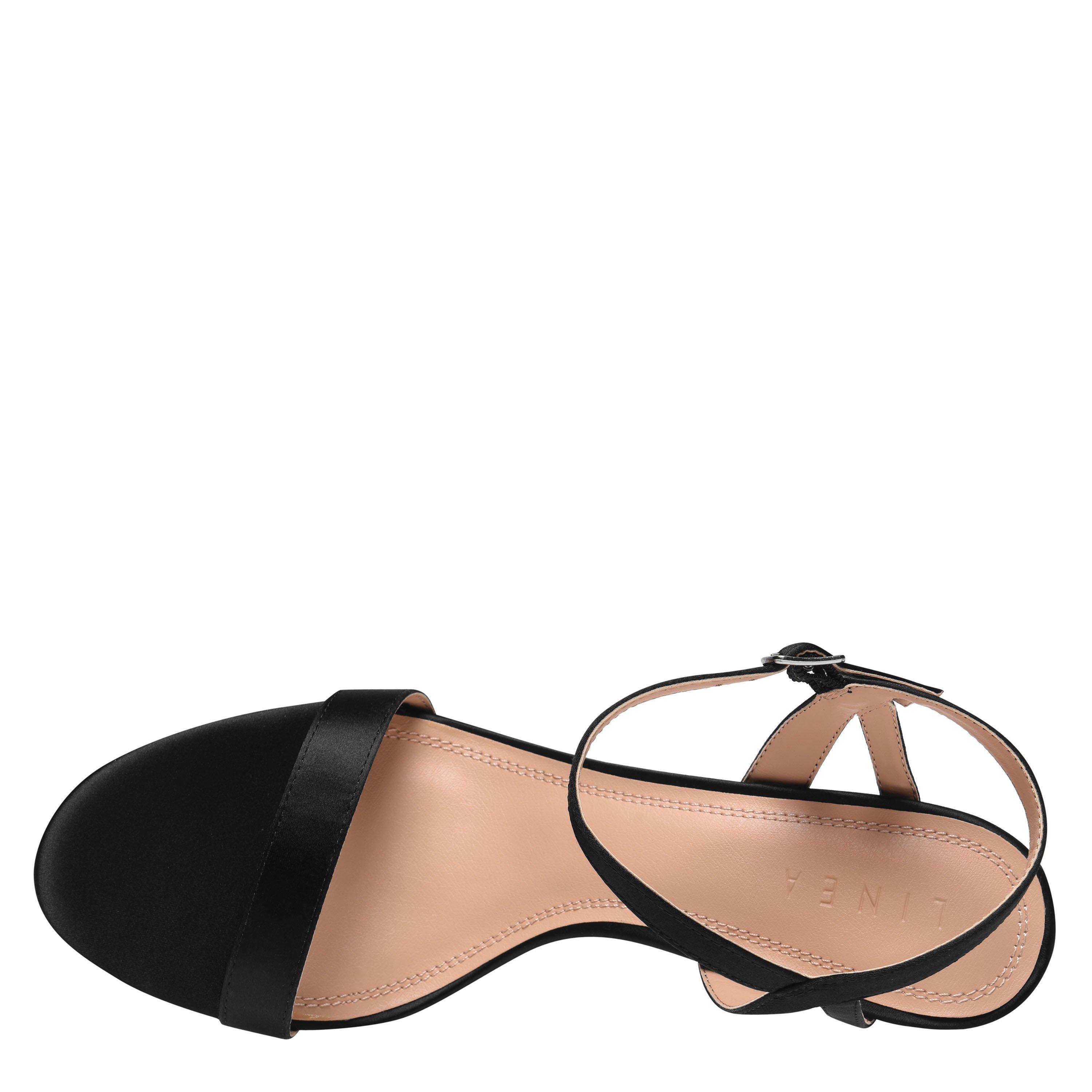 Schwarzer Satin - Linea - Strap Mid Heeled Sandals - 3