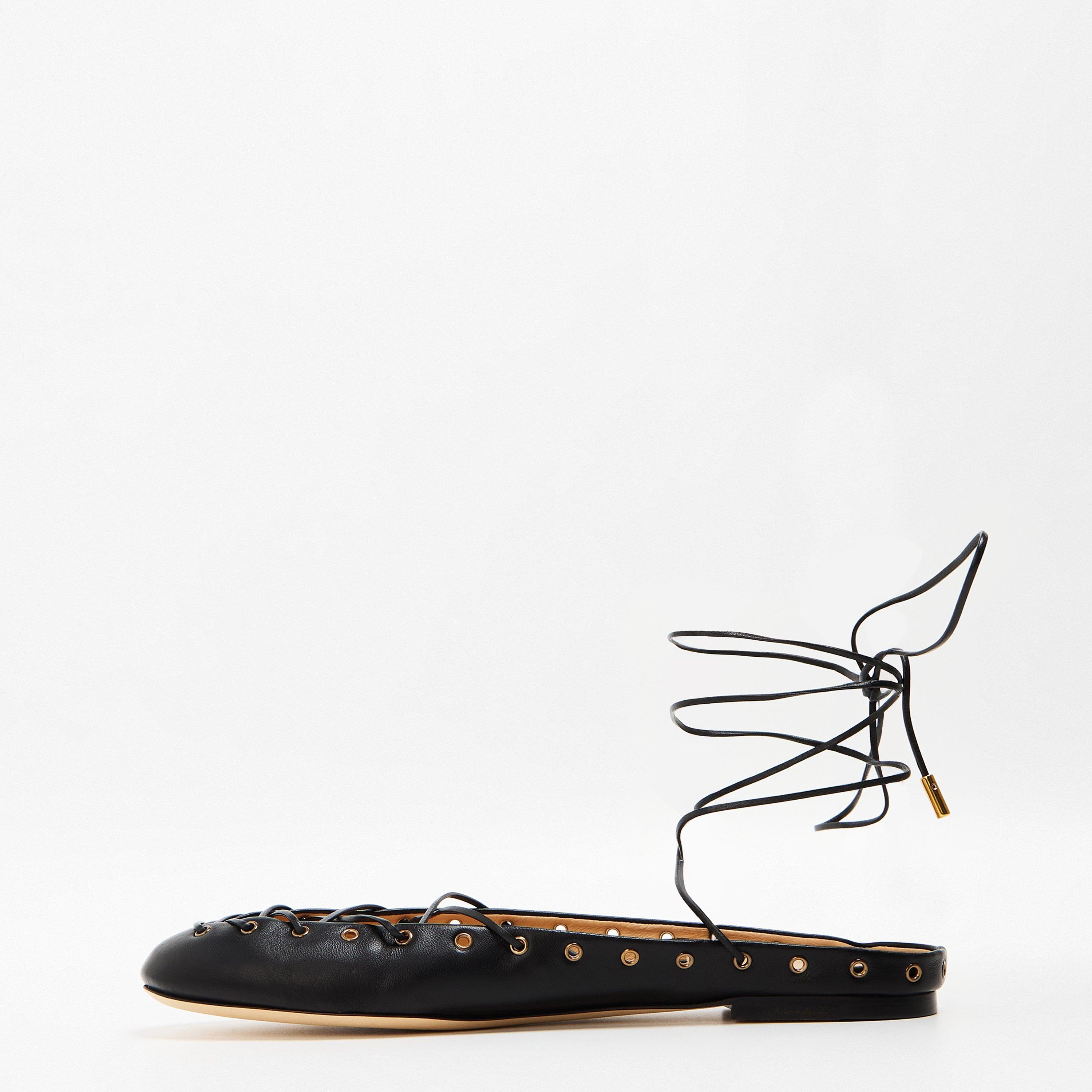 Black - Chloe - Women's Ghillie Ballet Pumps - 2