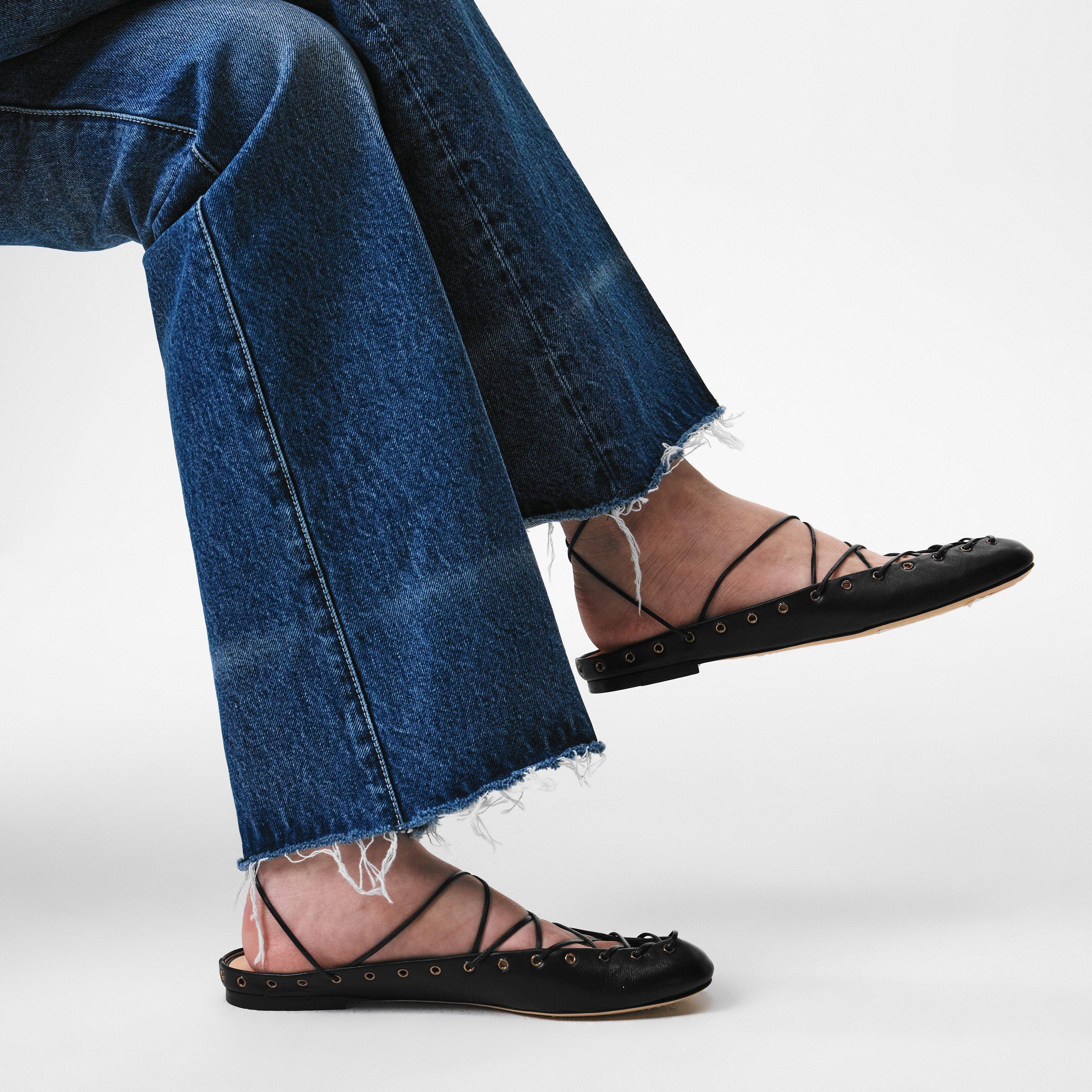 Black - Chloe - Women's Ghillie Ballet Pumps - 3