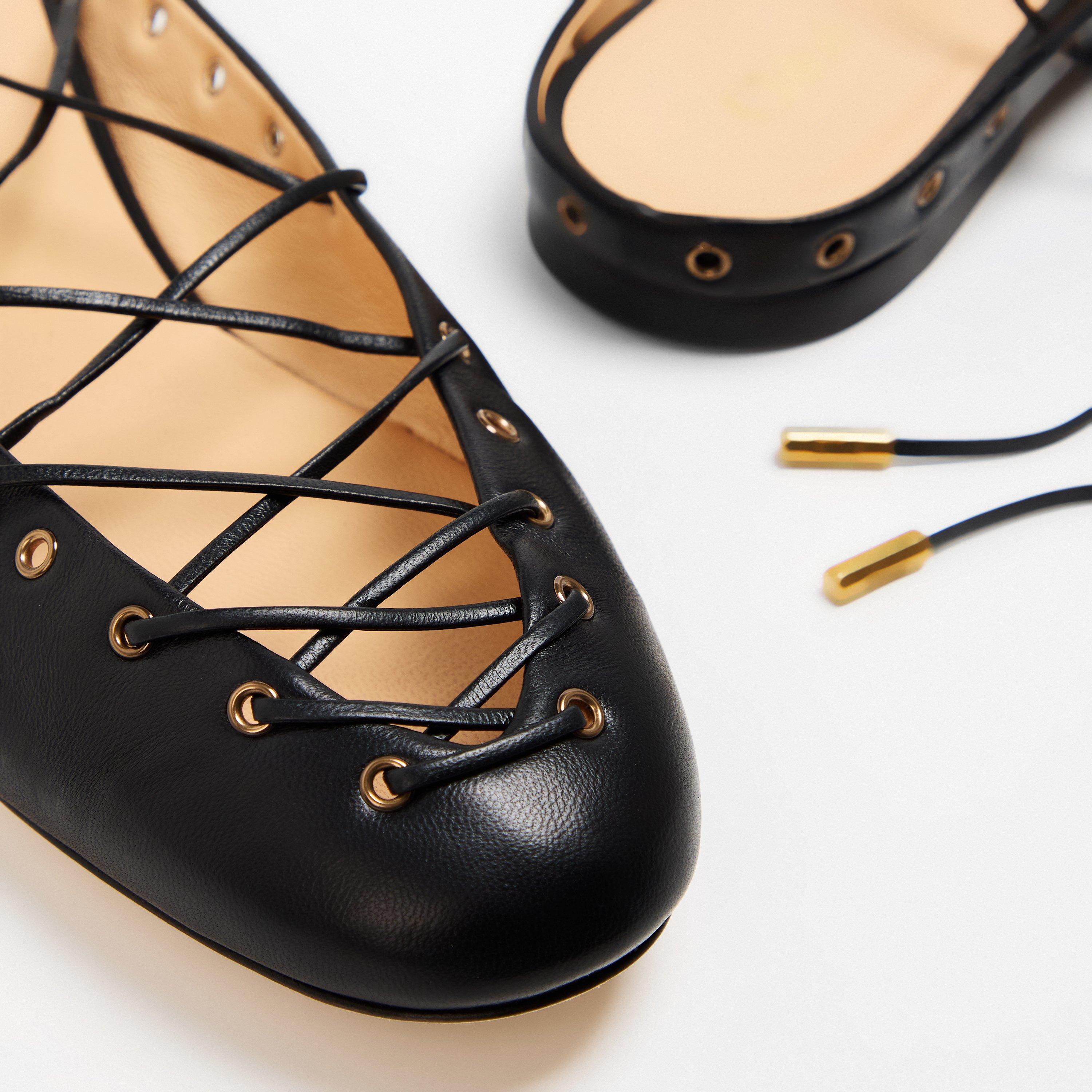 Black - Chloe - Women's Ghillie Ballet Pumps - 4