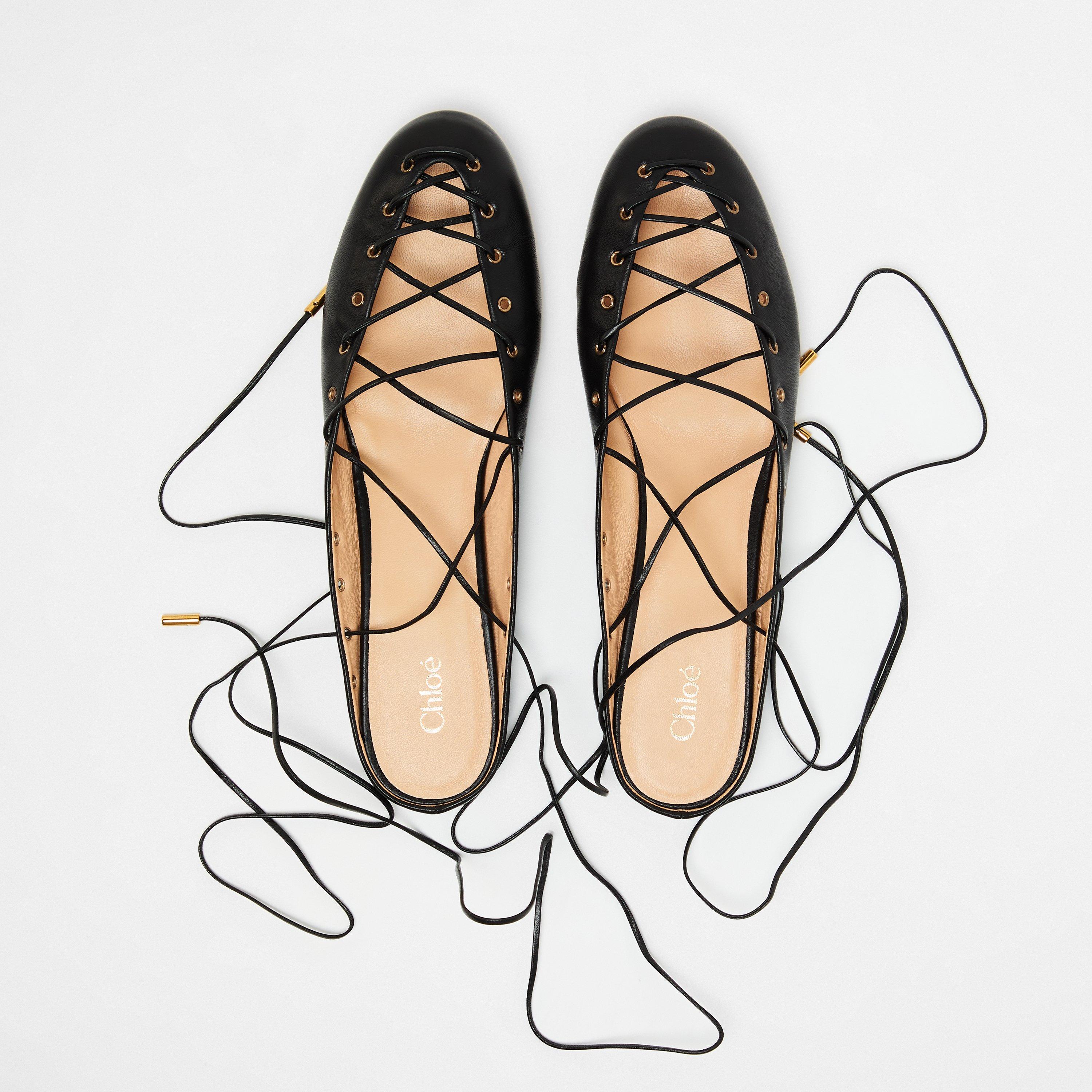 Black - Chloe - Women's Ghillie Ballet Pumps - 5