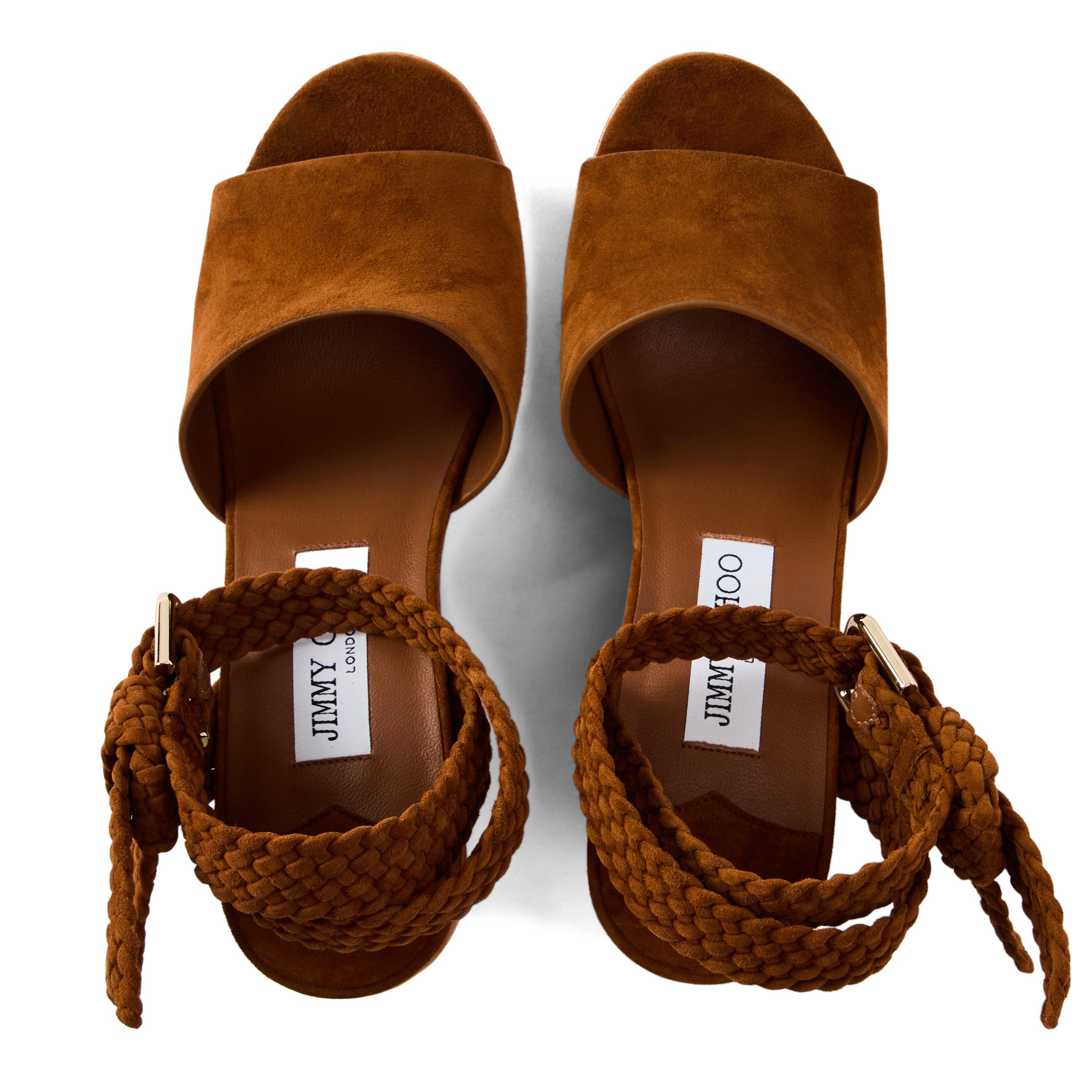 Tan/Toasty - Jimmy Choo - Women's Wedge Heel Sandals - 4