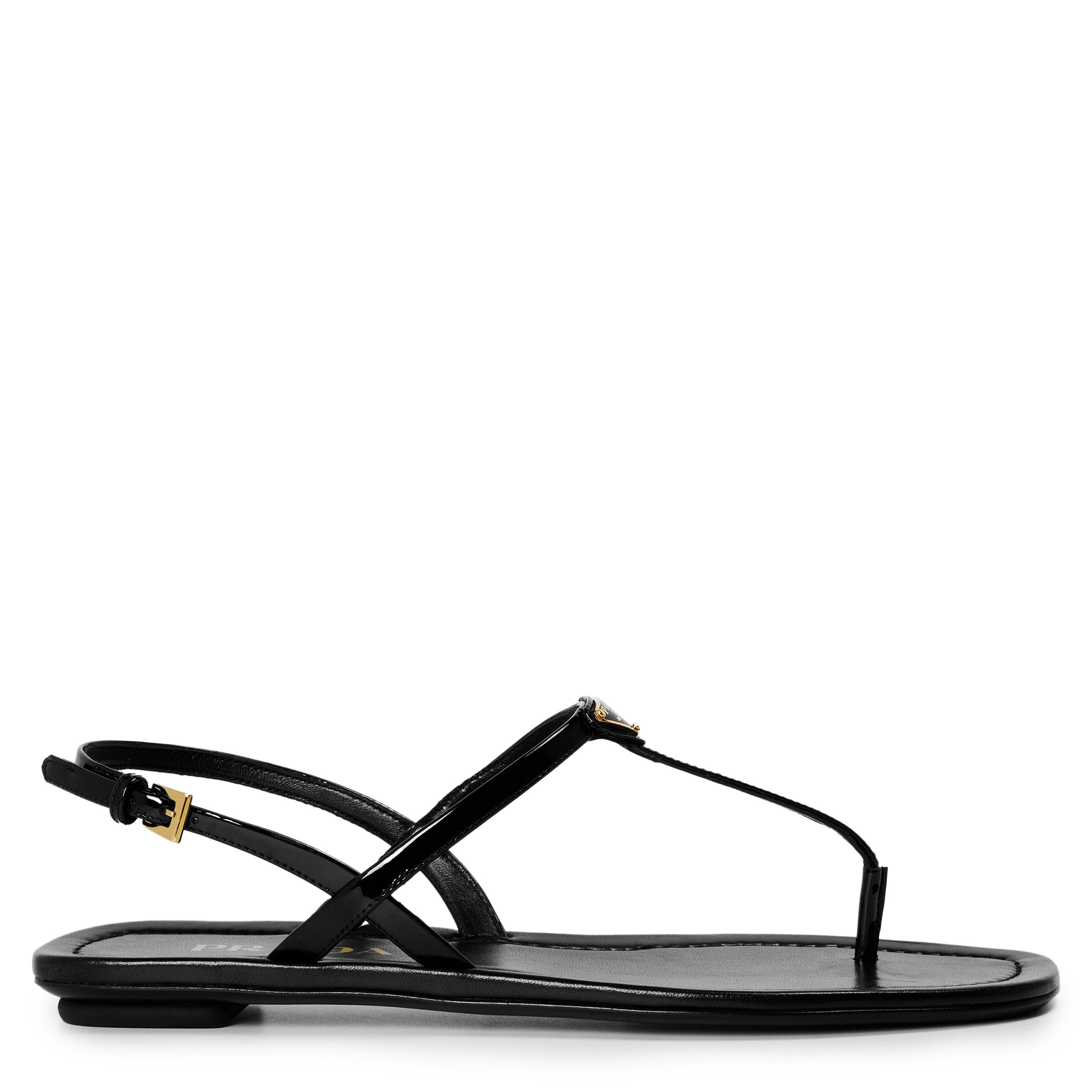 Prada Women's Toe Post Flat Sandals - Nero - Size 7 (40)