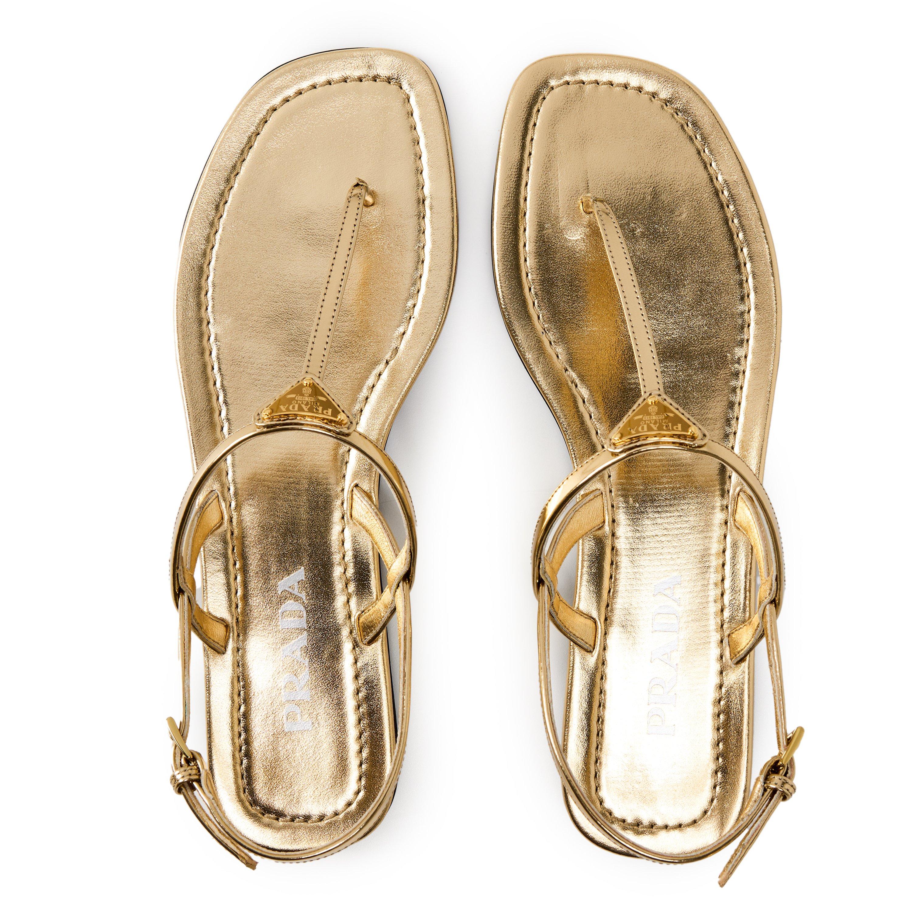 Platino - Prada - Women's Toe Post Flat Sandals - 5