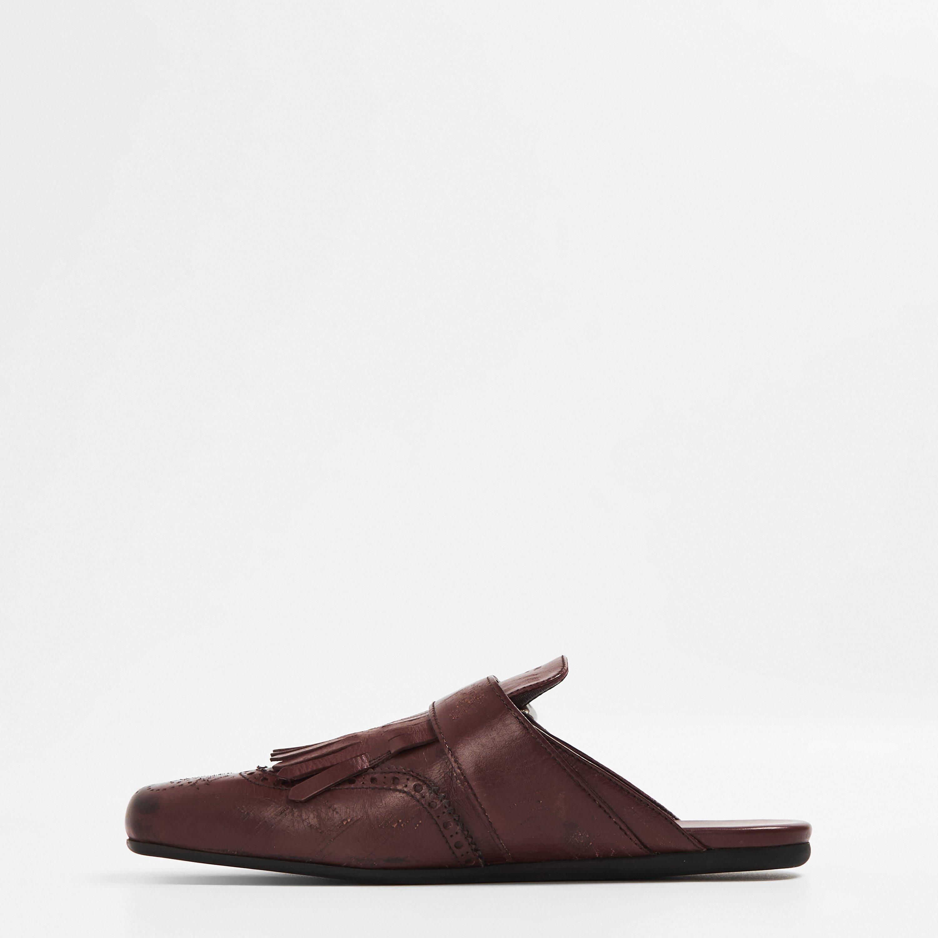 Cognac - Prada - Deconstructed Leather Mules. - 2
