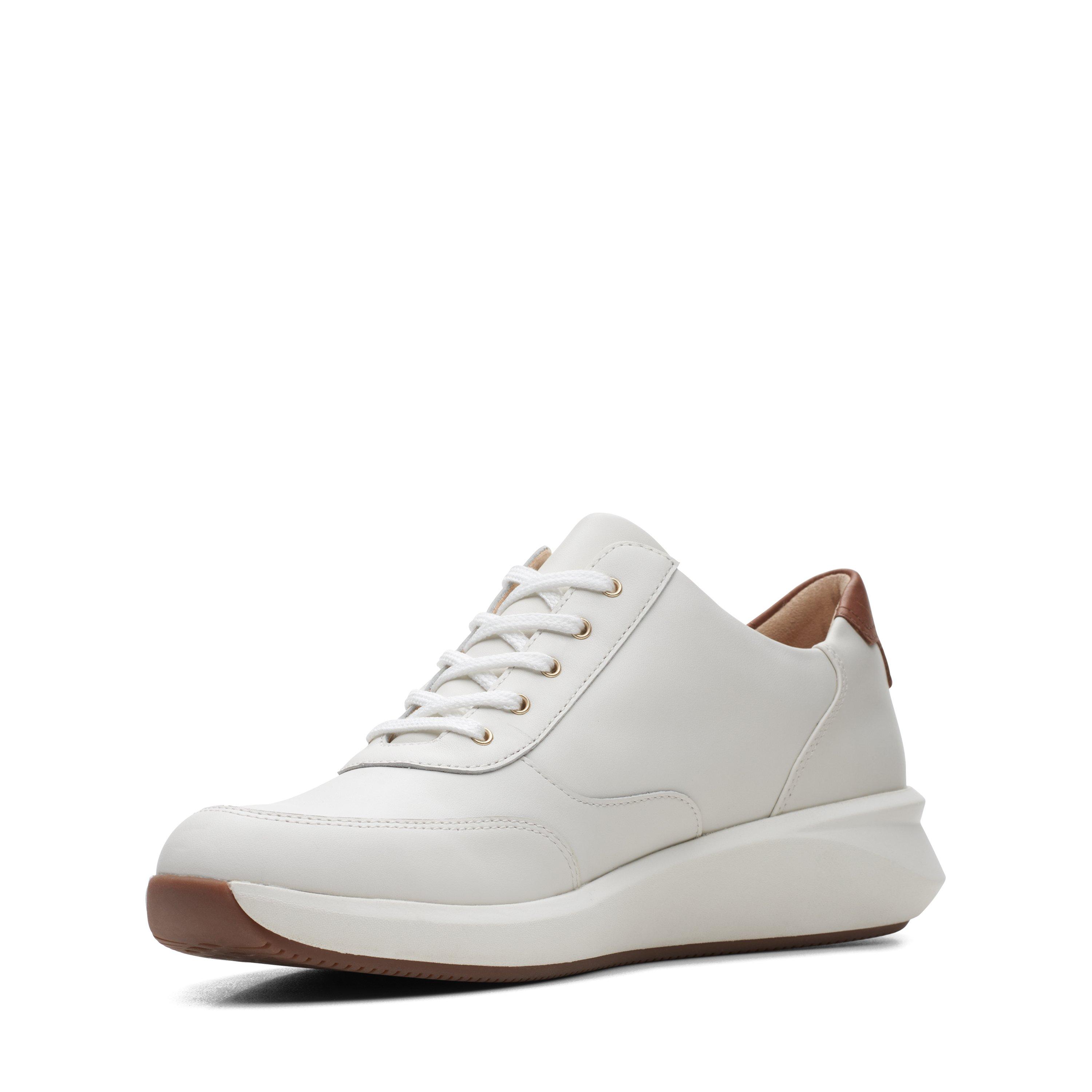 White Leather - Clarks - Women's Un Rio Zipped Low-Top Trainers - 4