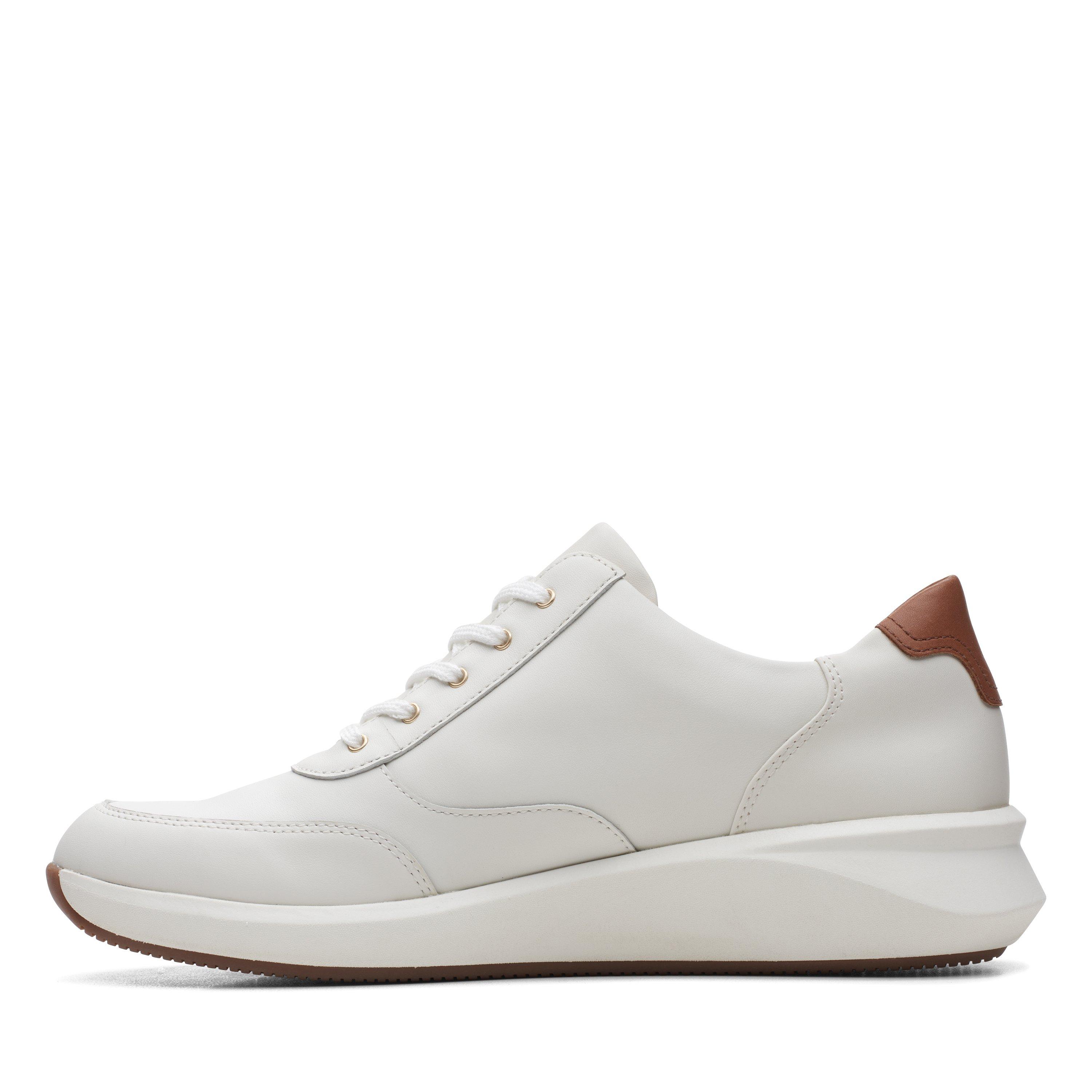 White Leather - Clarks - Women's Un Rio Zipped Low-Top Trainers - 5