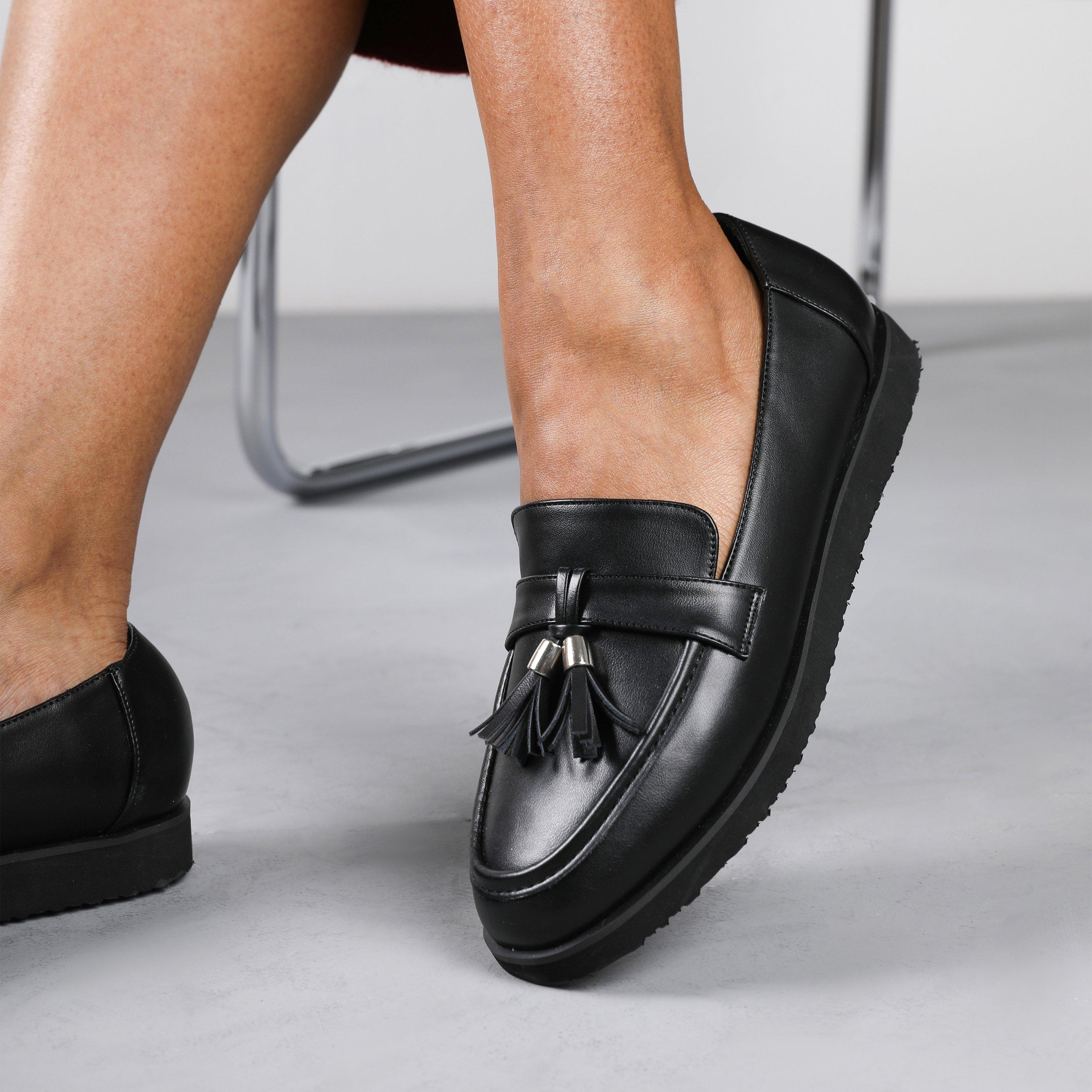 Black PU - Wheres That From - Tassel Loafers - 5