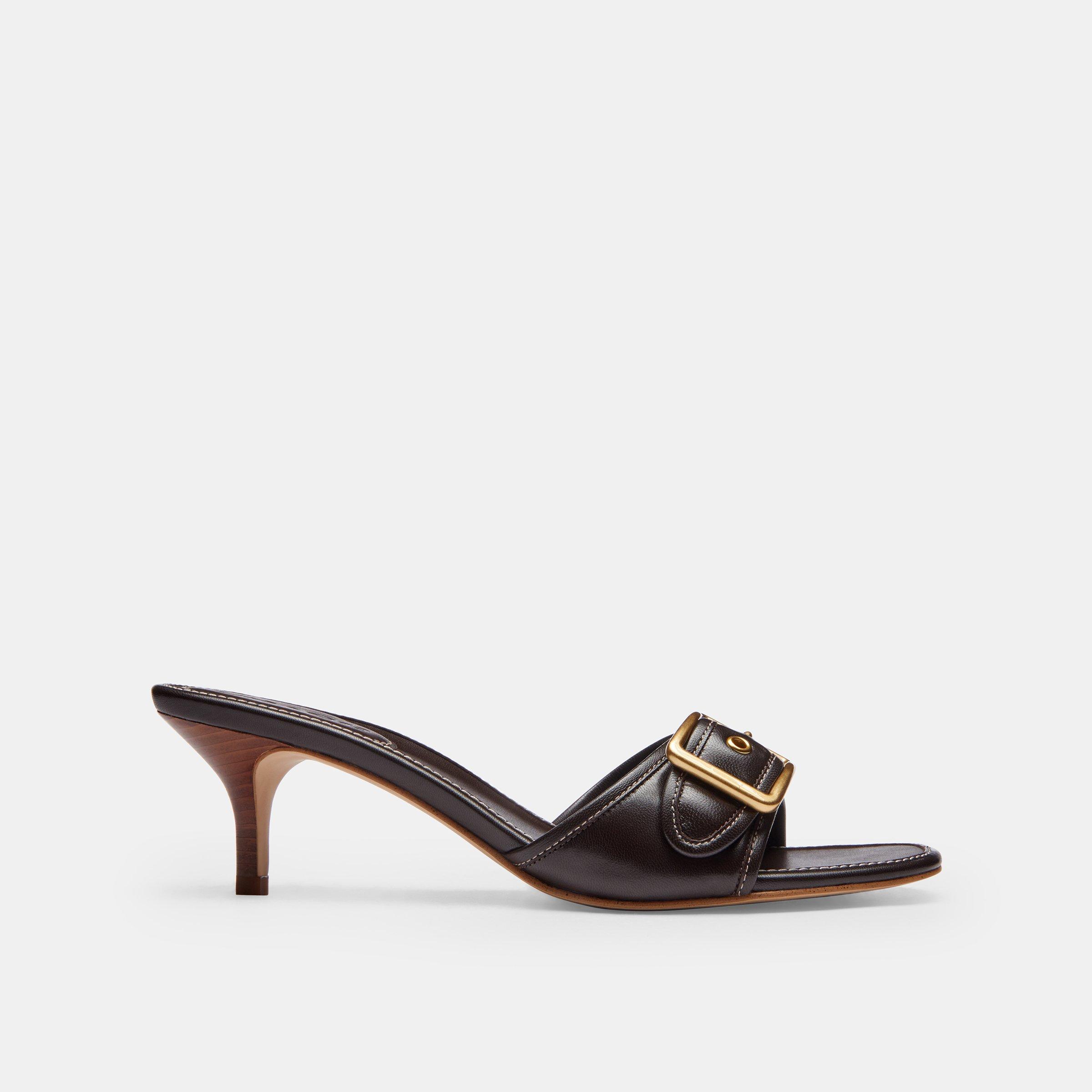 Chocolate - Coach - Womens Margot Kitten Heeled Mules