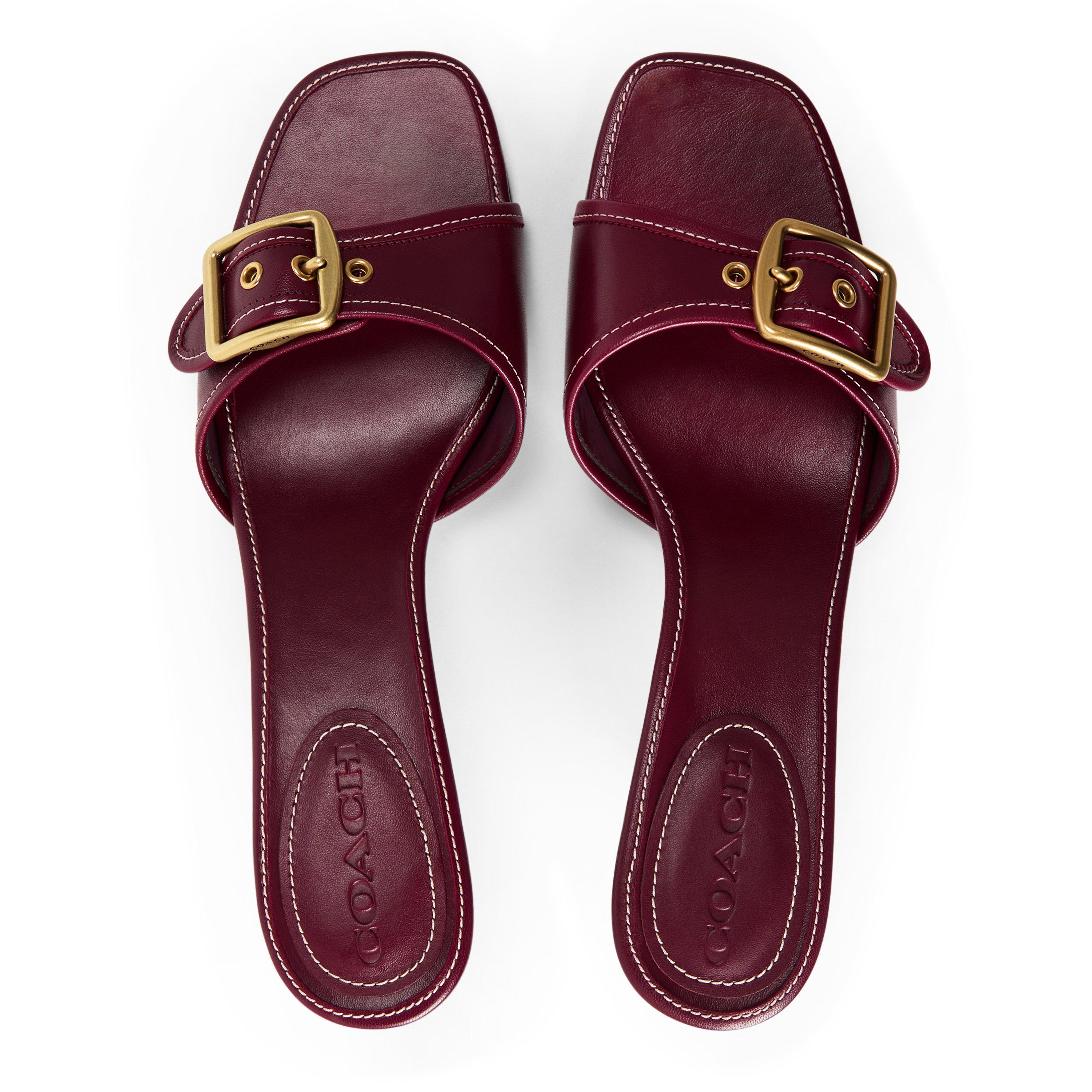 Dark Cherry - Coach - Womens Margot Kitten Heeled Mules - 4