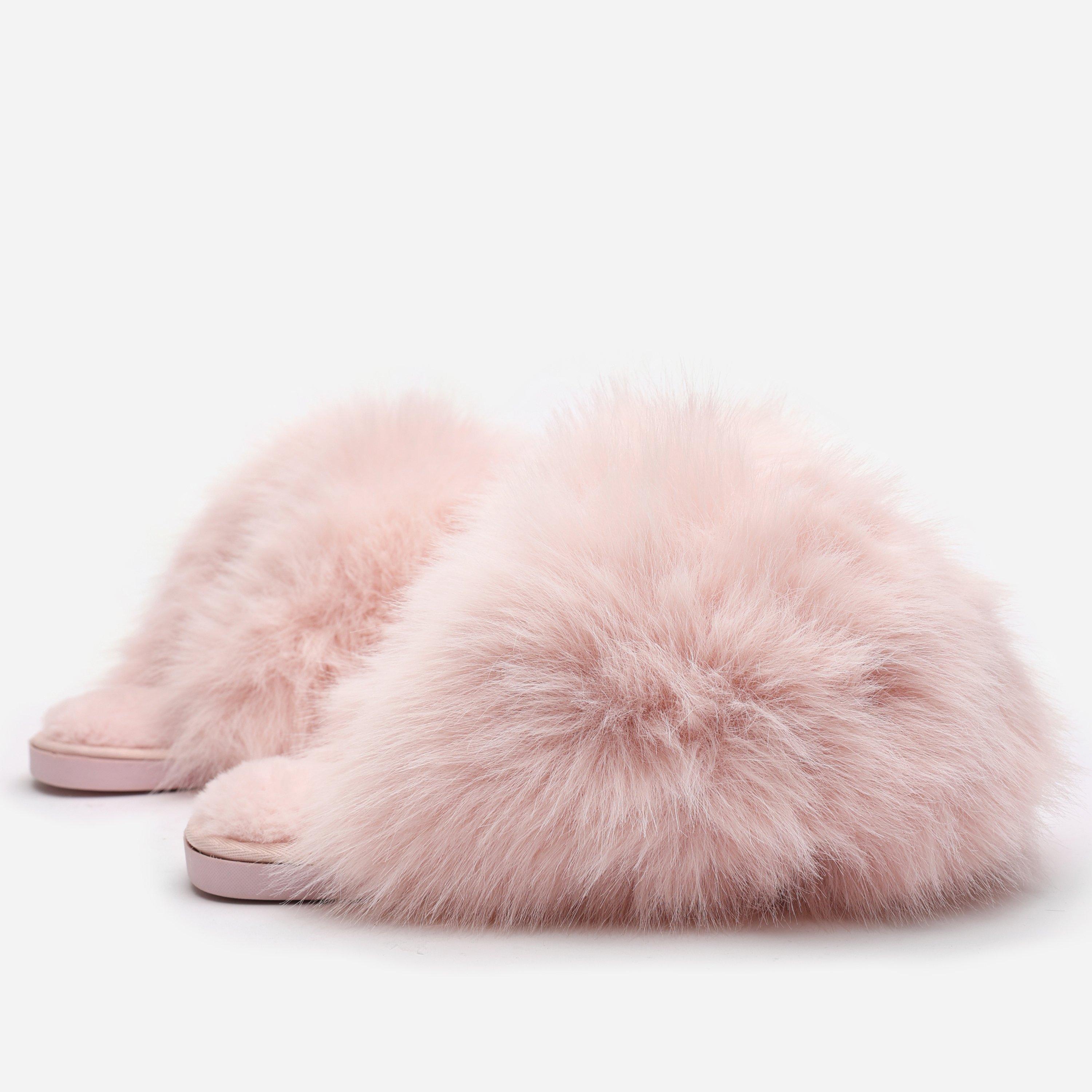 Fausse fourrure rose - Wheres That From - Wheres Fluffy Faux Fur Mule Slippers - 2