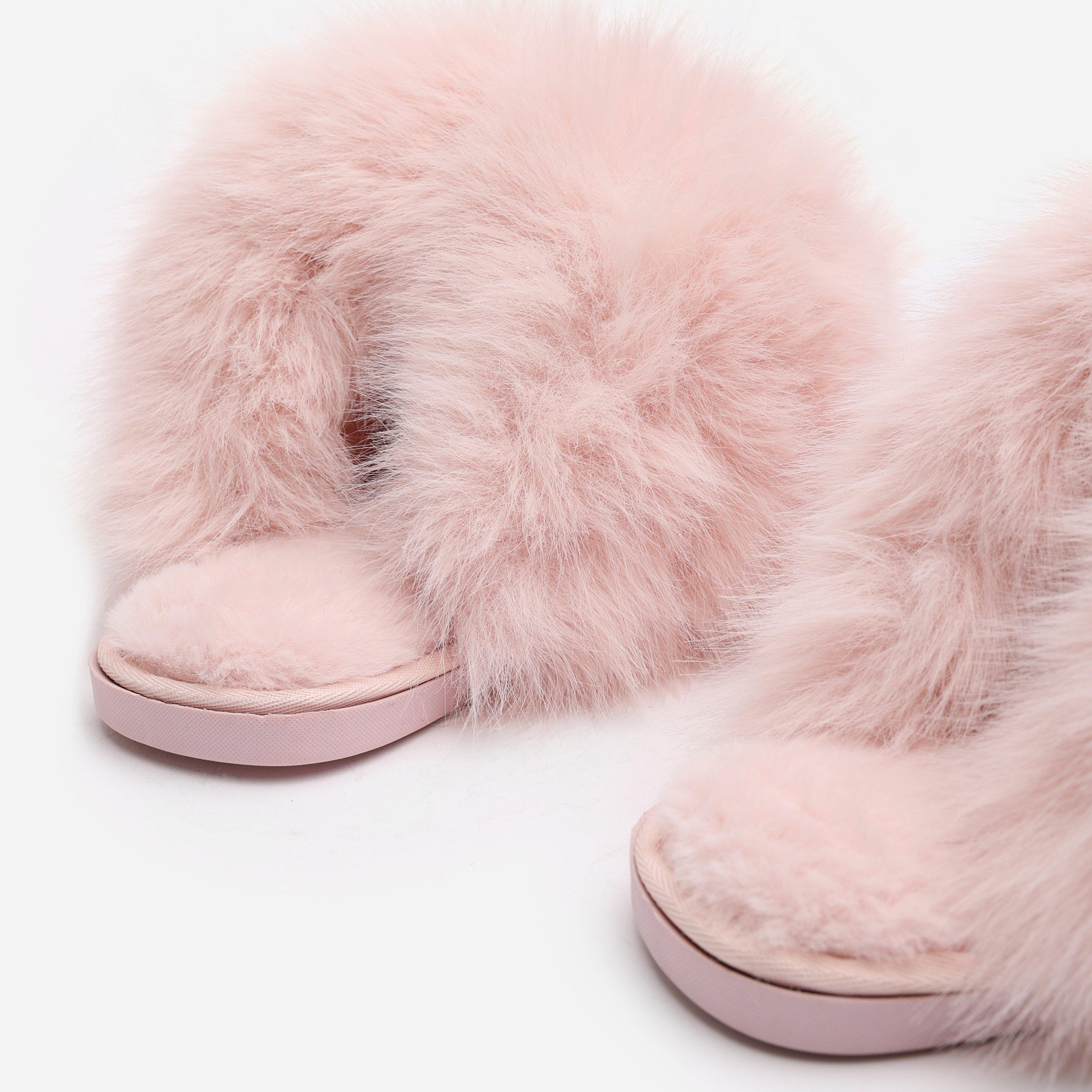 Fausse fourrure rose - Wheres That From - Wheres Fluffy Faux Fur Mule Slippers - 3