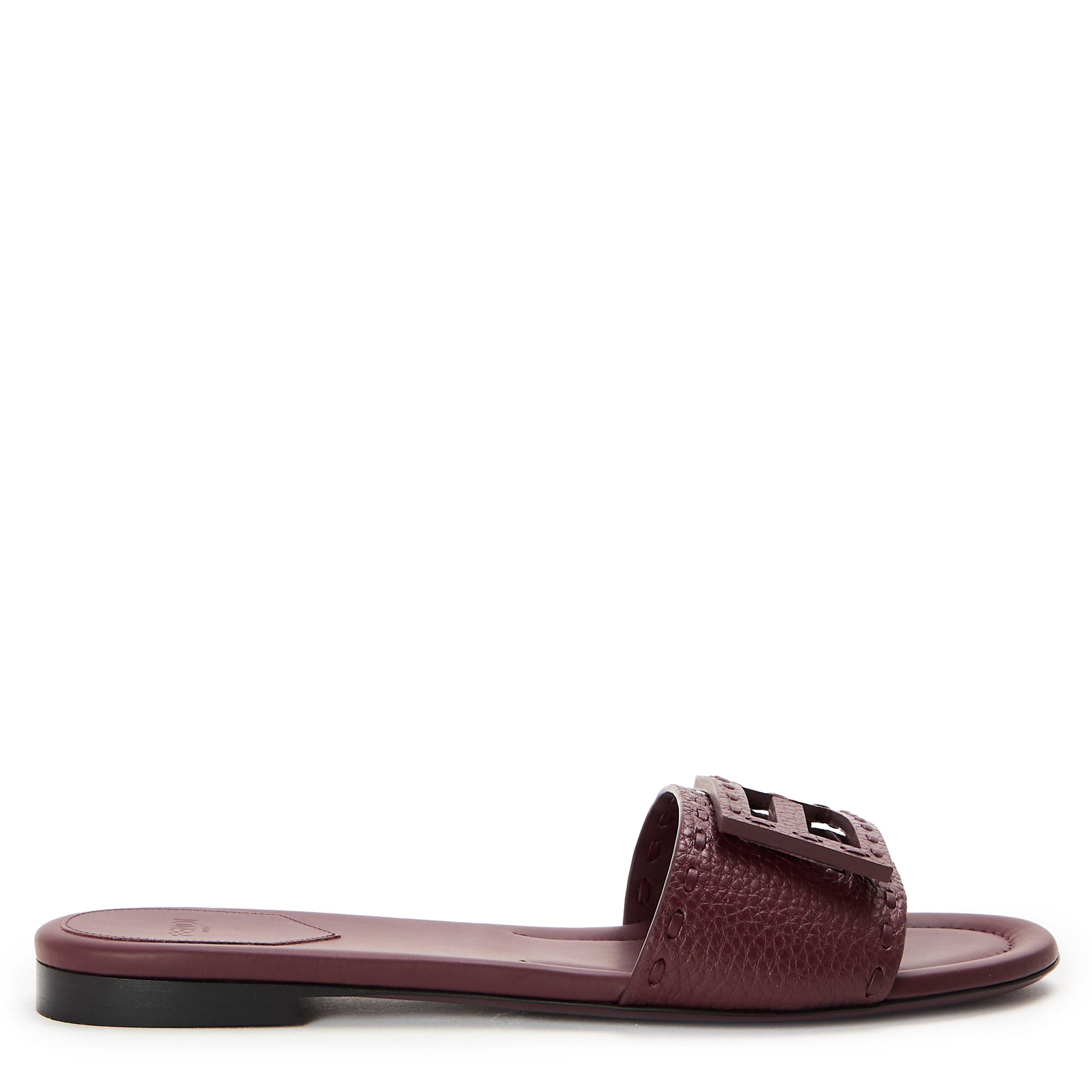 Fendi Women's Baguet Slide Flat Sandals - Bordeaux - Size 5 (38)