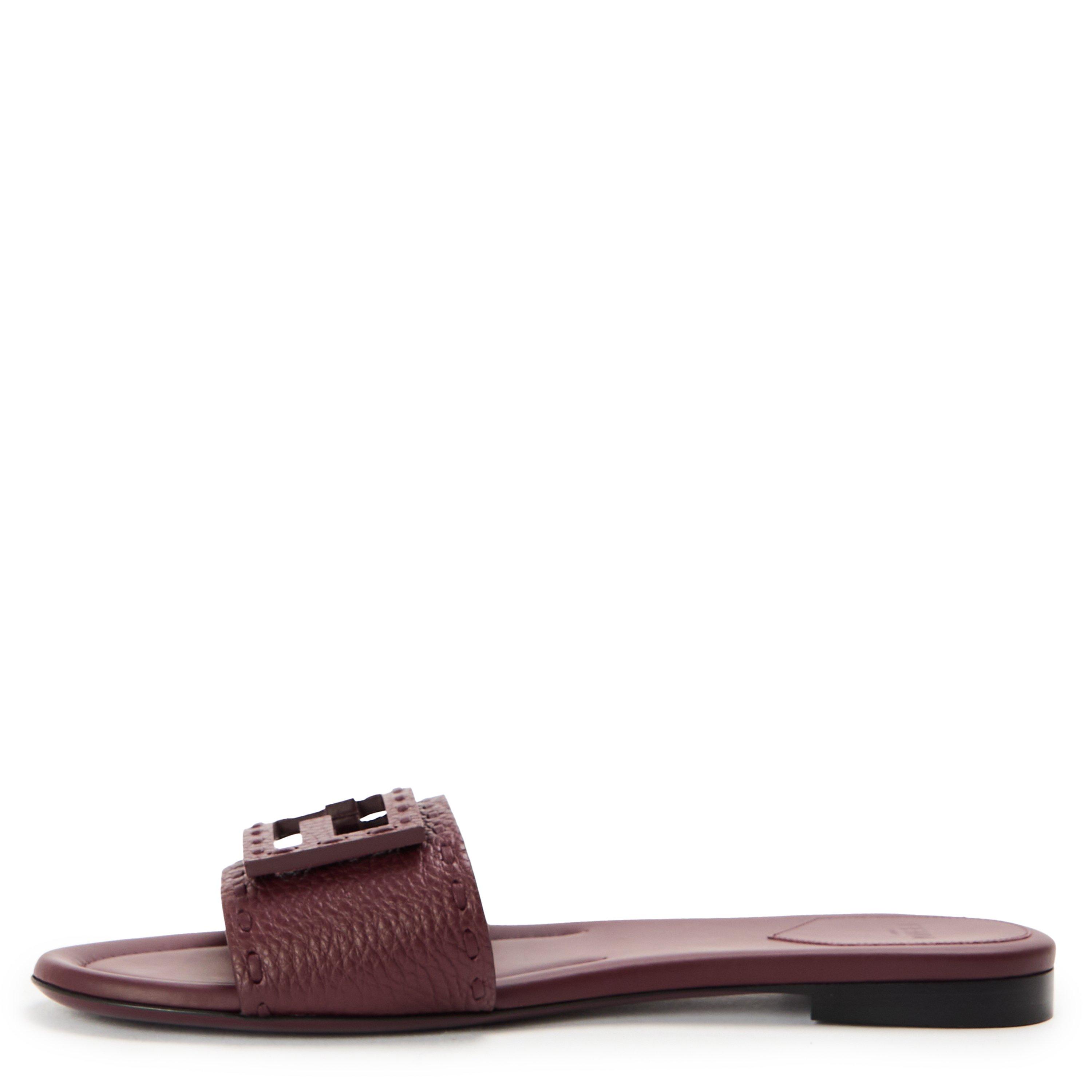 Bordeaux - Fendi - Women's Baguet Slide Flat Sandals - 2