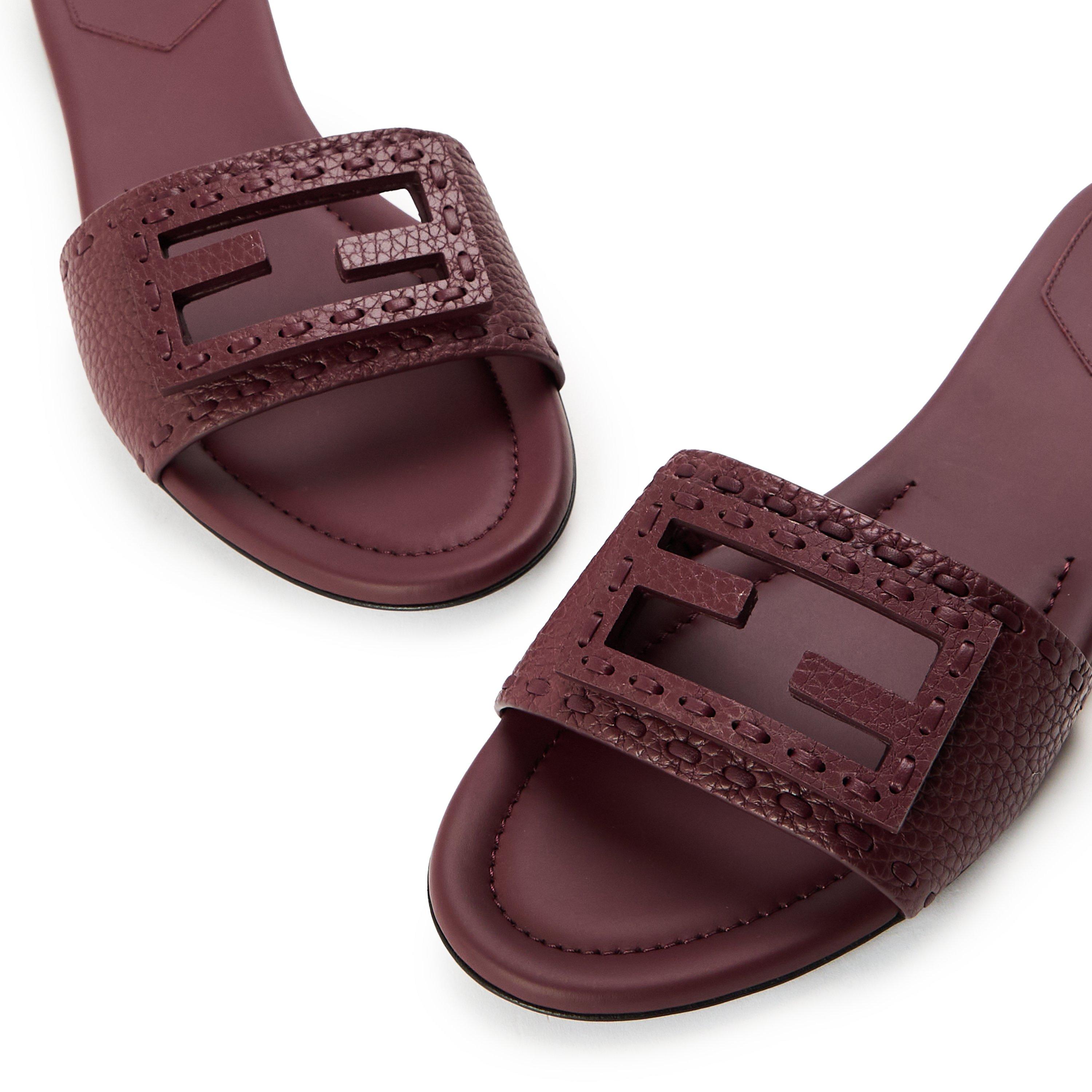 Bordeaux - Fendi - Women's Baguet Slide Flat Sandals - 4