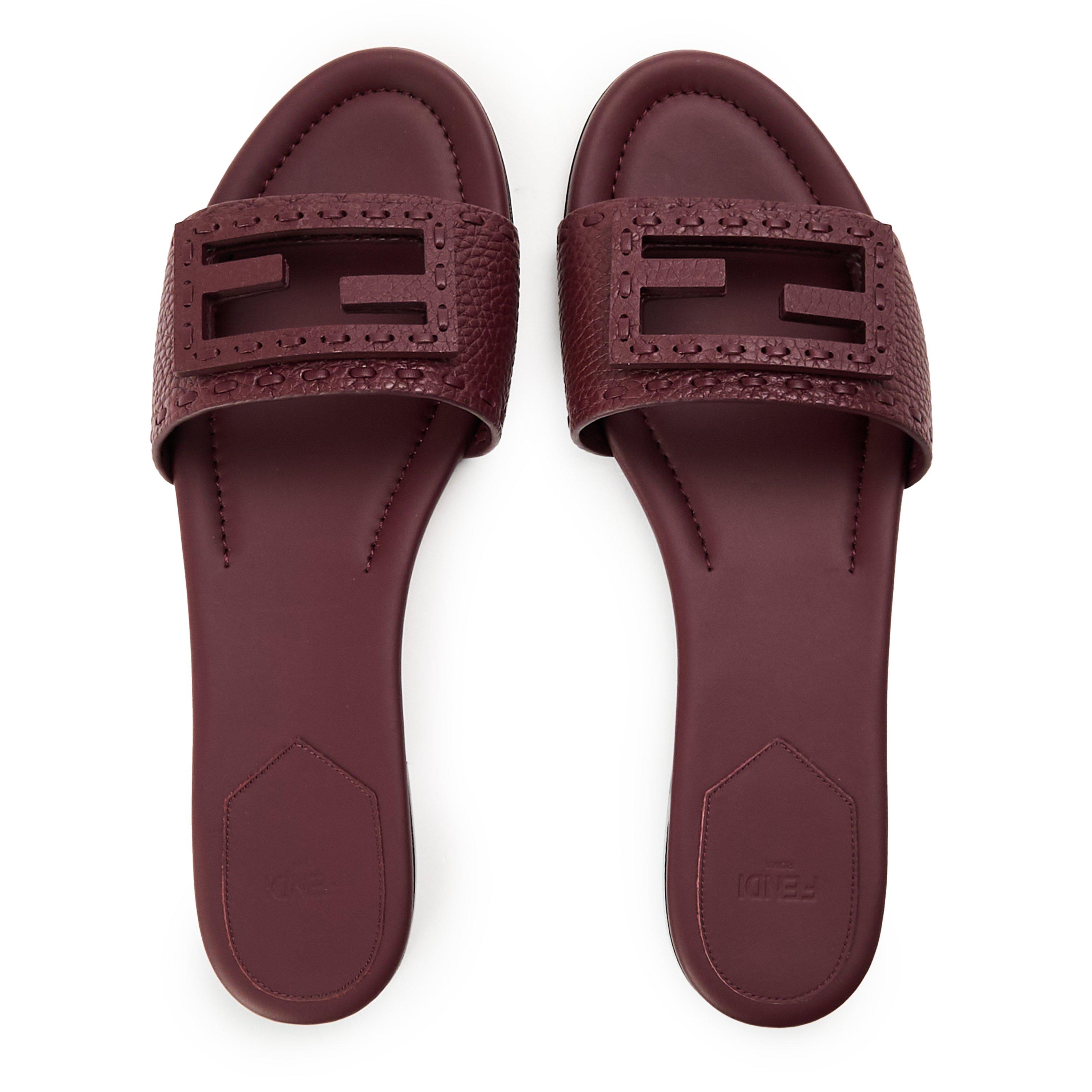 Bordeaux - Fendi - Women's Baguet Slide Flat Sandals - 5